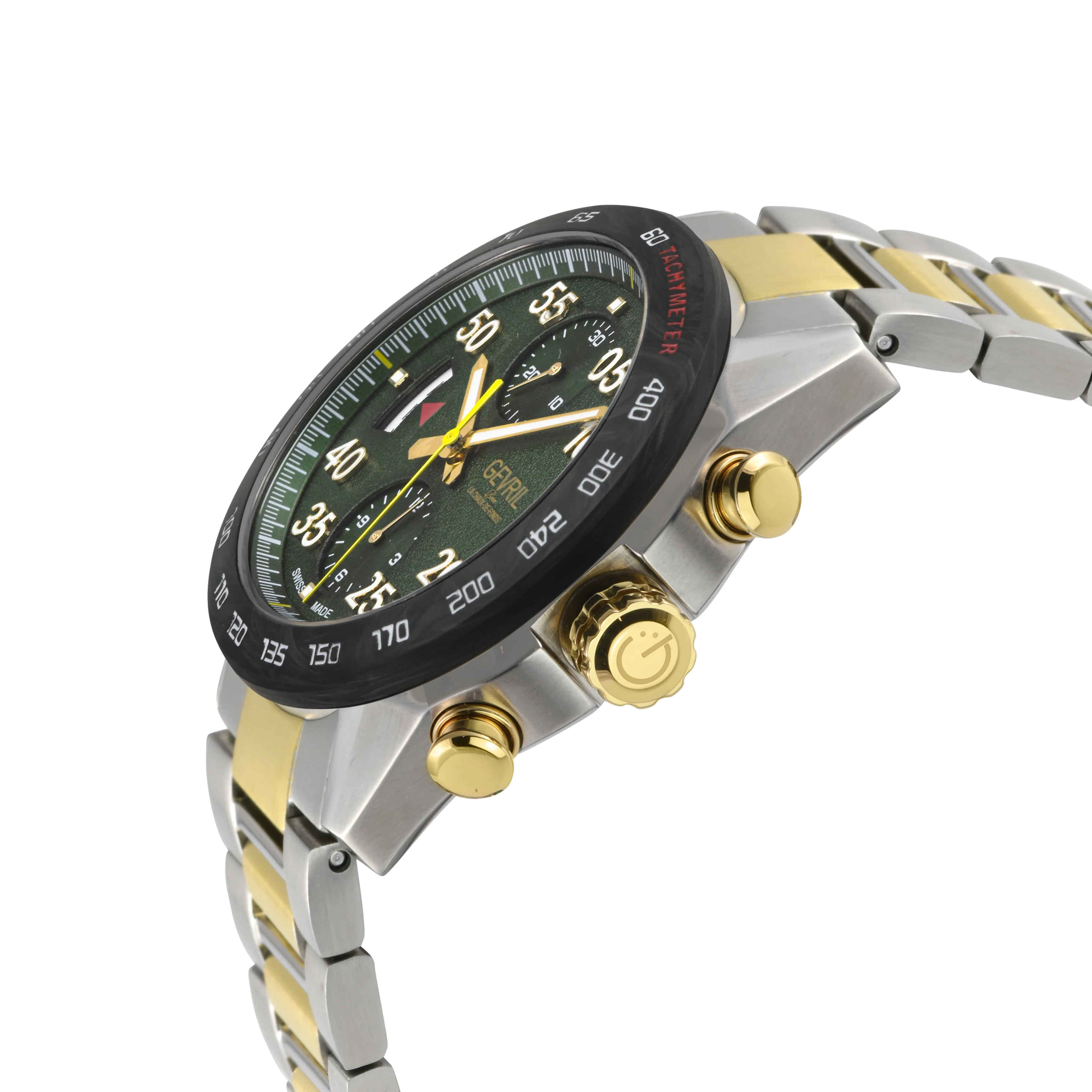 Ascari - Chronograph Swiss made Automatic Chrono Sellita SW500 forged carbon bezel  Black IPRG Stainless steel | Green Dial - Image 2