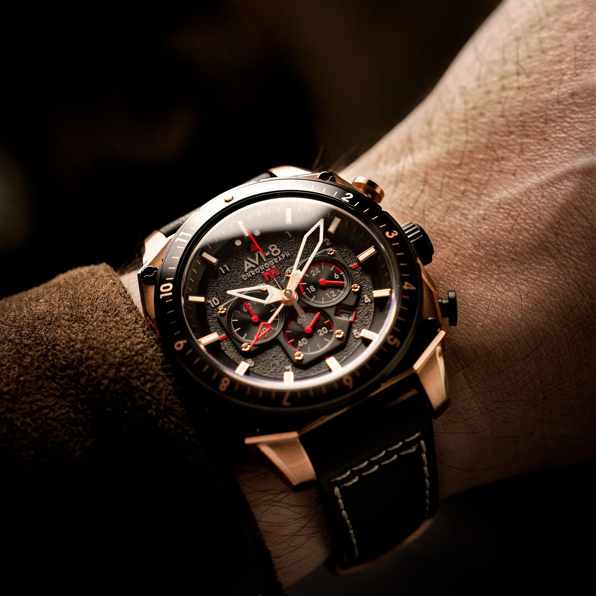 ATLAS DUAL TIME CHRONOGRAPH BLACK / LEATHER Black Dial - Image 2