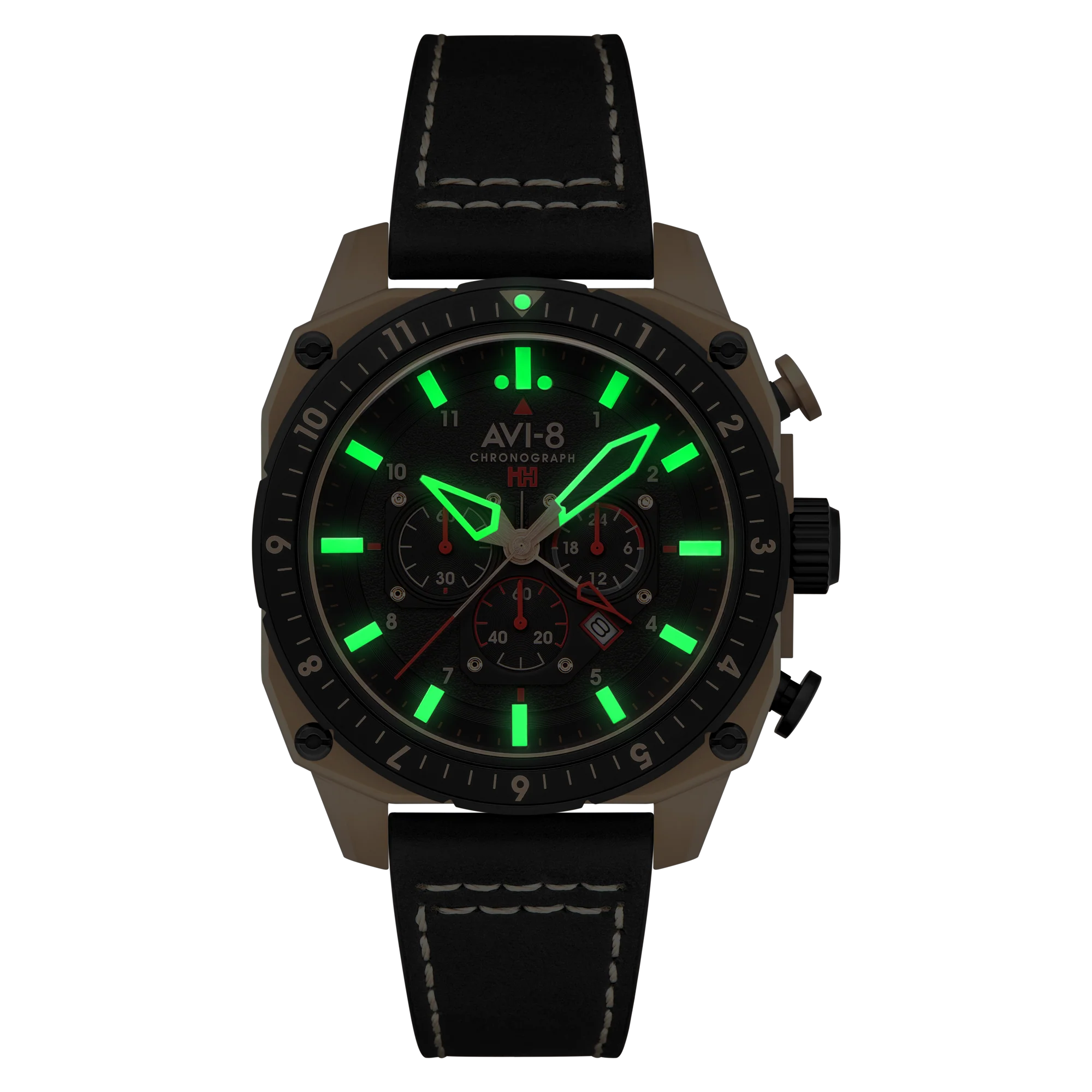 ATLAS DUAL TIME CHRONOGRAPH BLACK / LEATHER Black Dial - Image 3