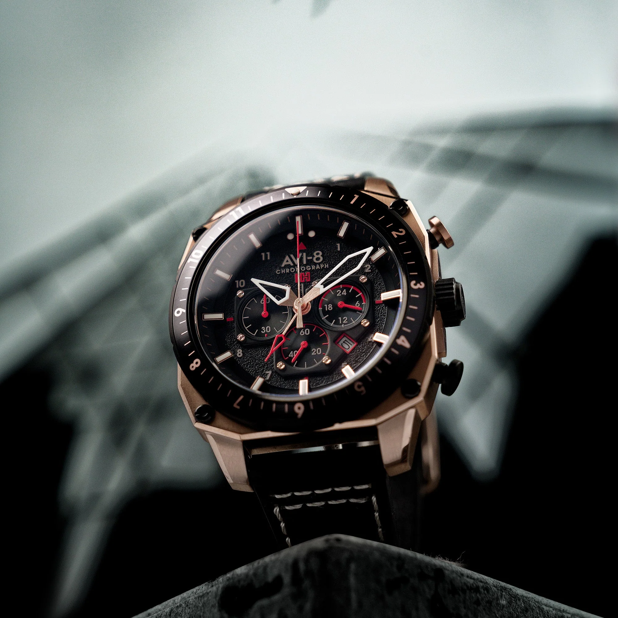 ATLAS DUAL TIME CHRONOGRAPH BLACK / LEATHER Black Dial - Image 4
