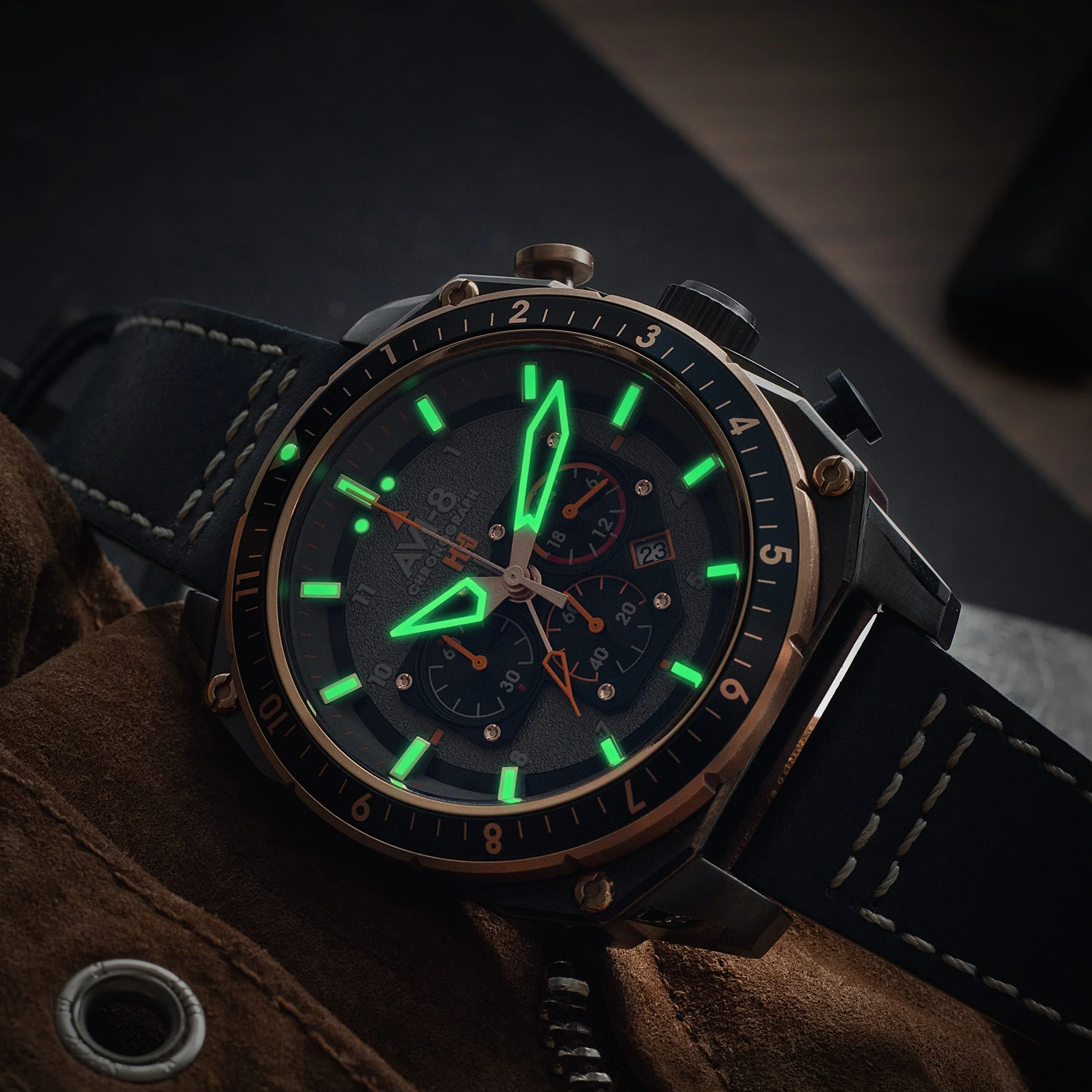 ATLAS DUAL TIME CHRONOGRAPH GREY / LEATHER | Gray Dial - Image 3