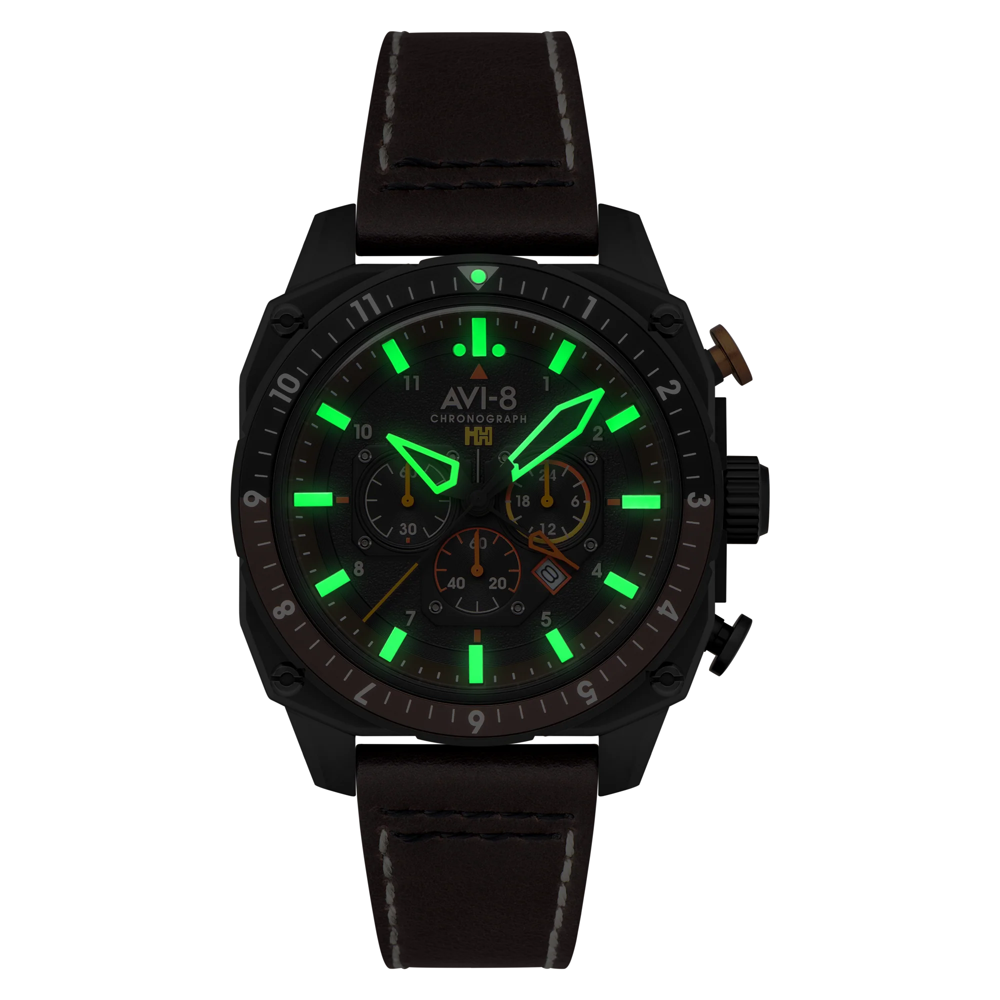 ATLAS DUAL TIME CHRONOGRAPH BLACK / LEATHER | Black Dial - Image 3