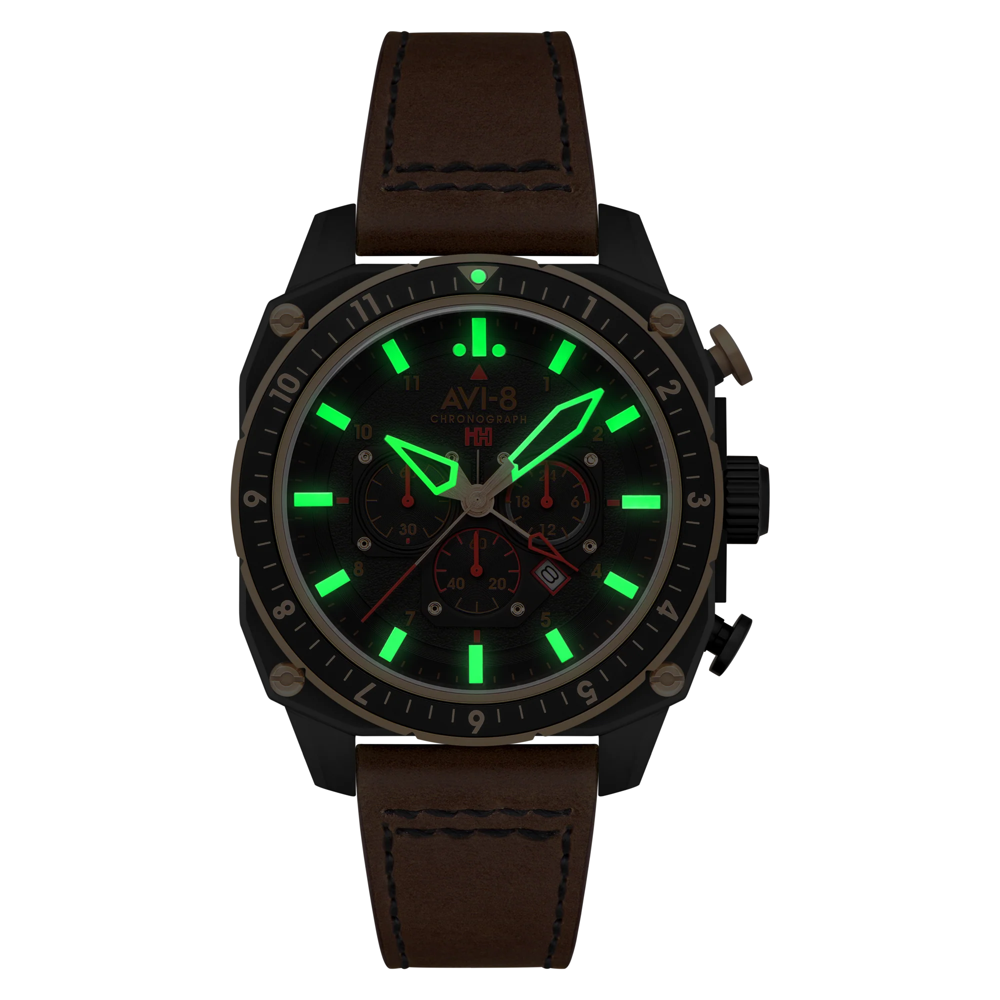 ATLAS DUAL TIME CHRONOGRAPH BLACK / LEATHER | Black Dial - Image 3