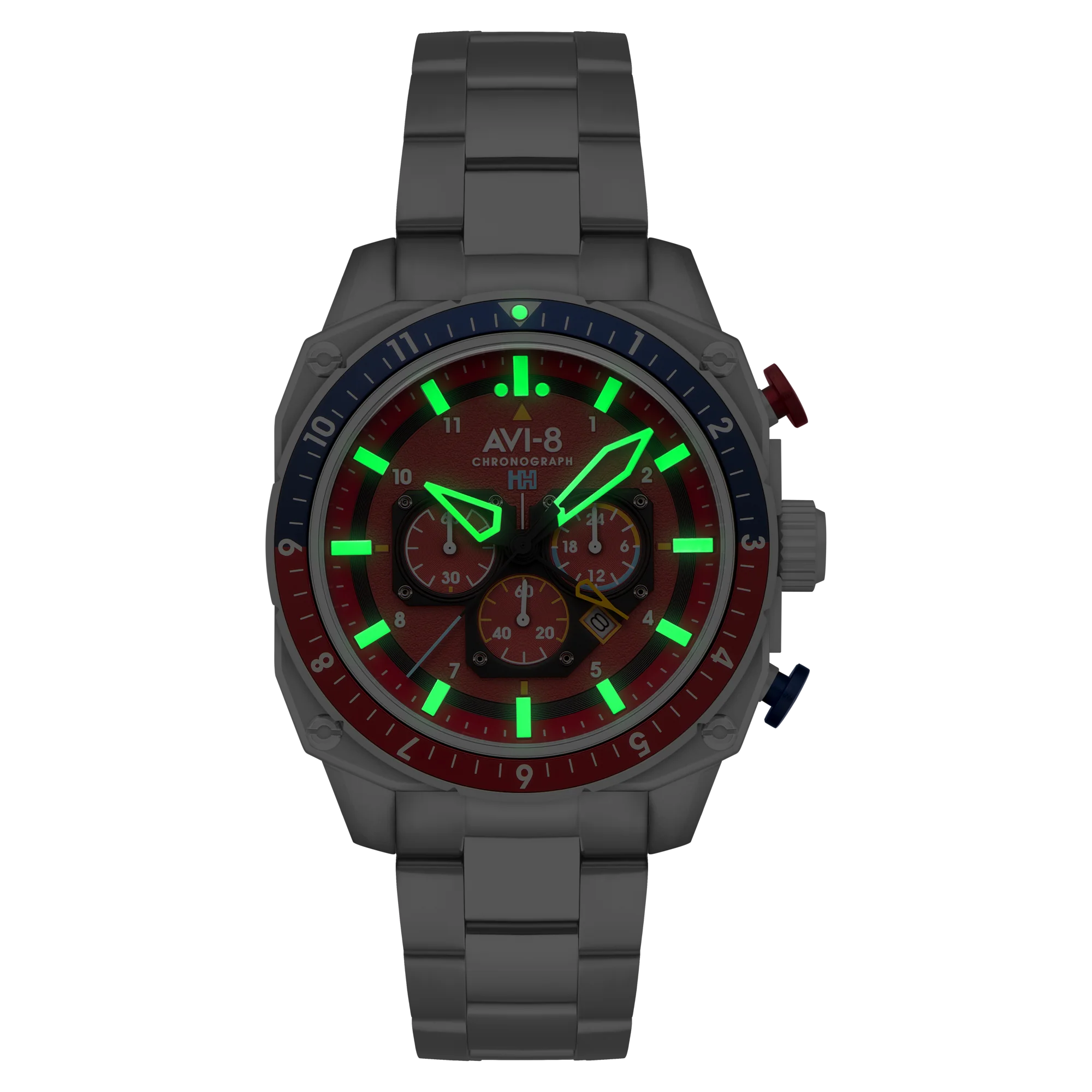 ATLAS DUAL TIME CHRONOGRAPH RED / STAINLESS STEEL | Red Dial - Image 3