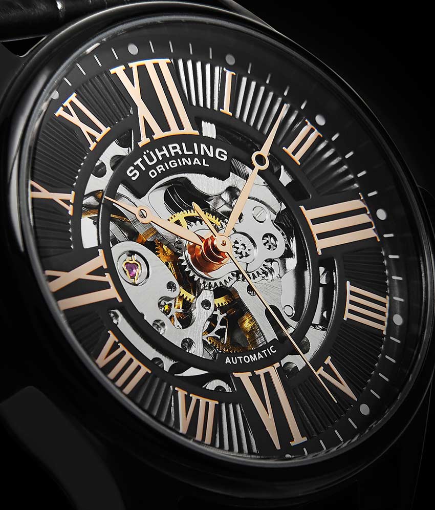 Atrium 3942 Automatic 42mm Skeleton Black/Leather | Black Dial - Image 3