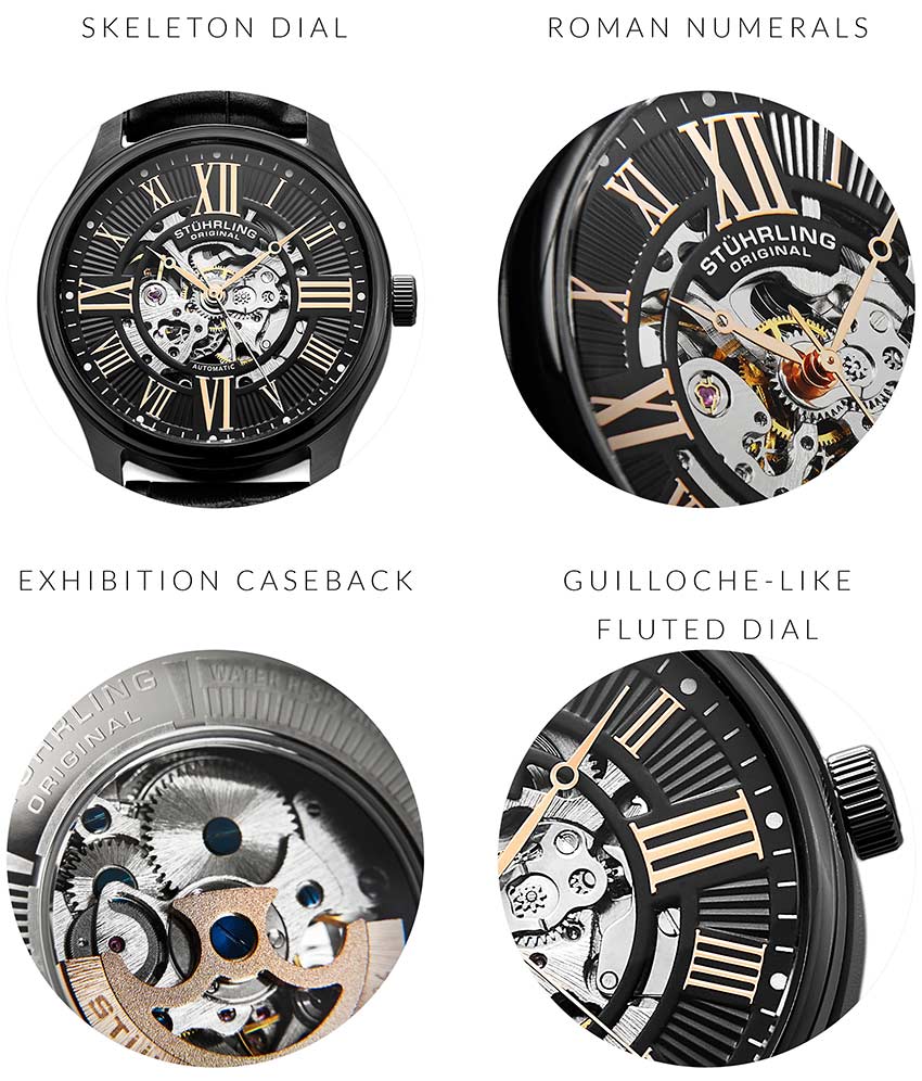 Atrium 3942 Automatic 42mm Skeleton Black/Leather | Black Dial - Image 6