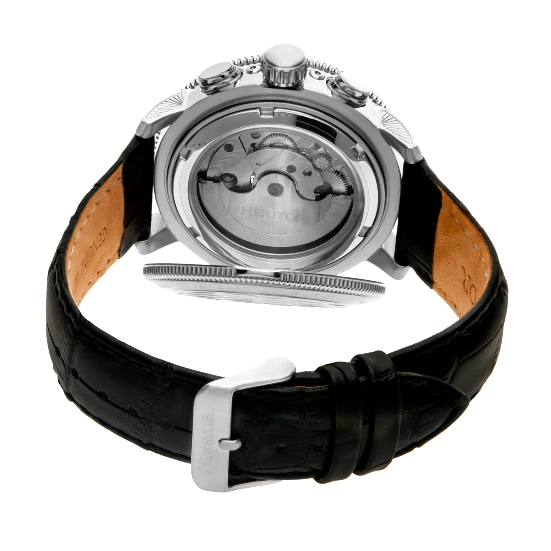 Aura Semi-Skeleton Genuine Leather-Band Watch - Image 3