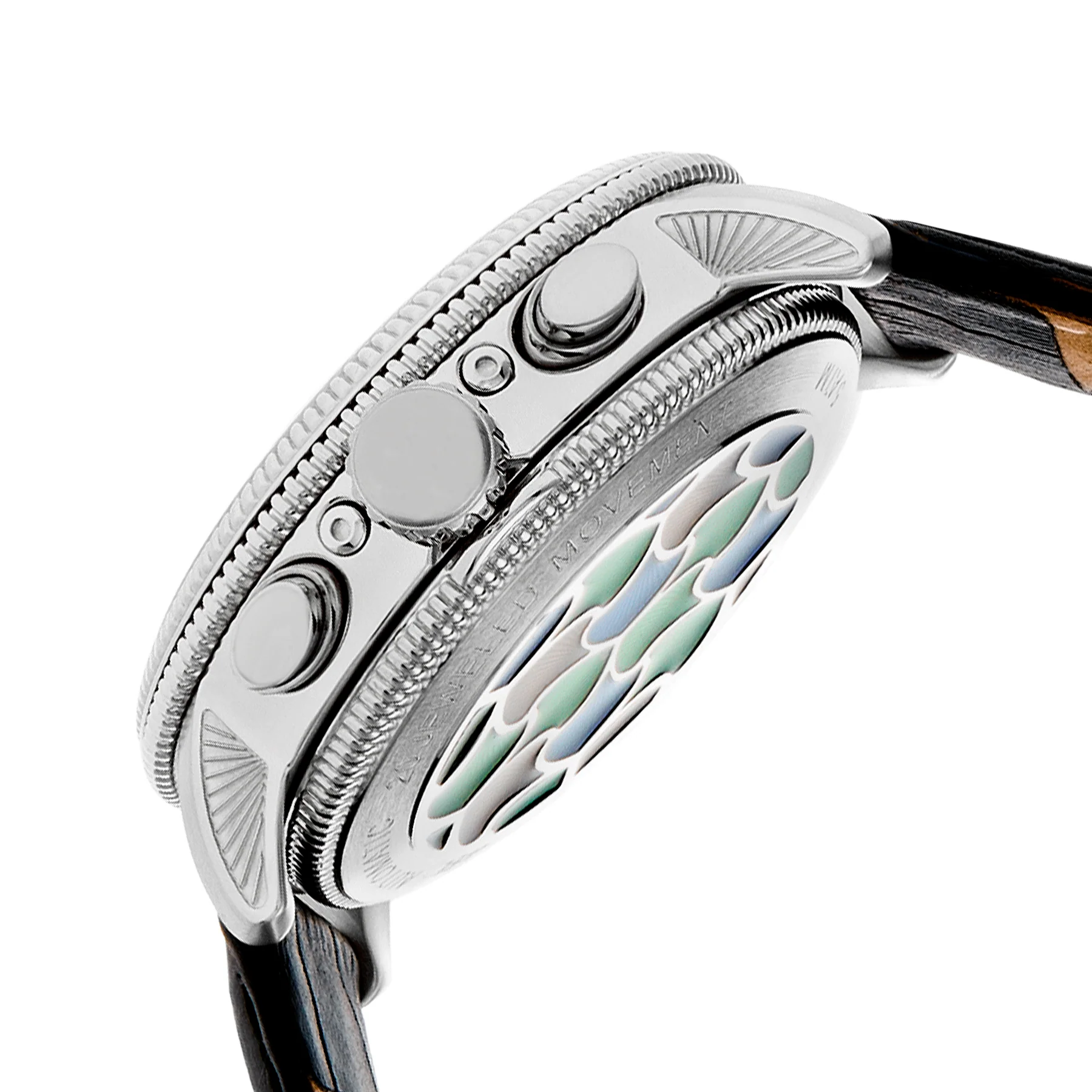 Aura Semi-Skeleton Genuine Leather-Band Watch - Image 4