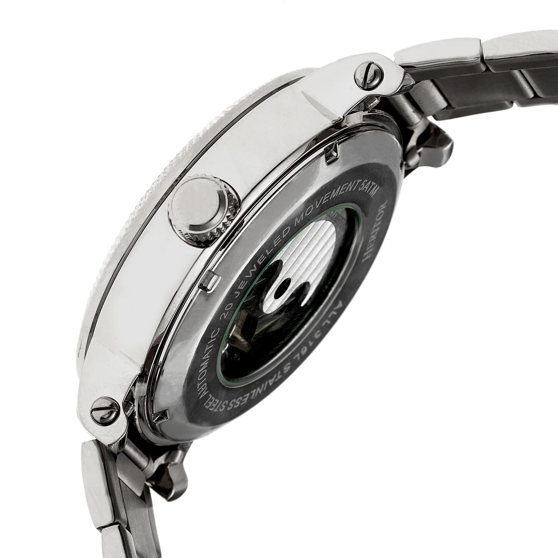 Automatic Aries Skeleton Bracelet Watch Silver/White | Silver Dial - Image 3