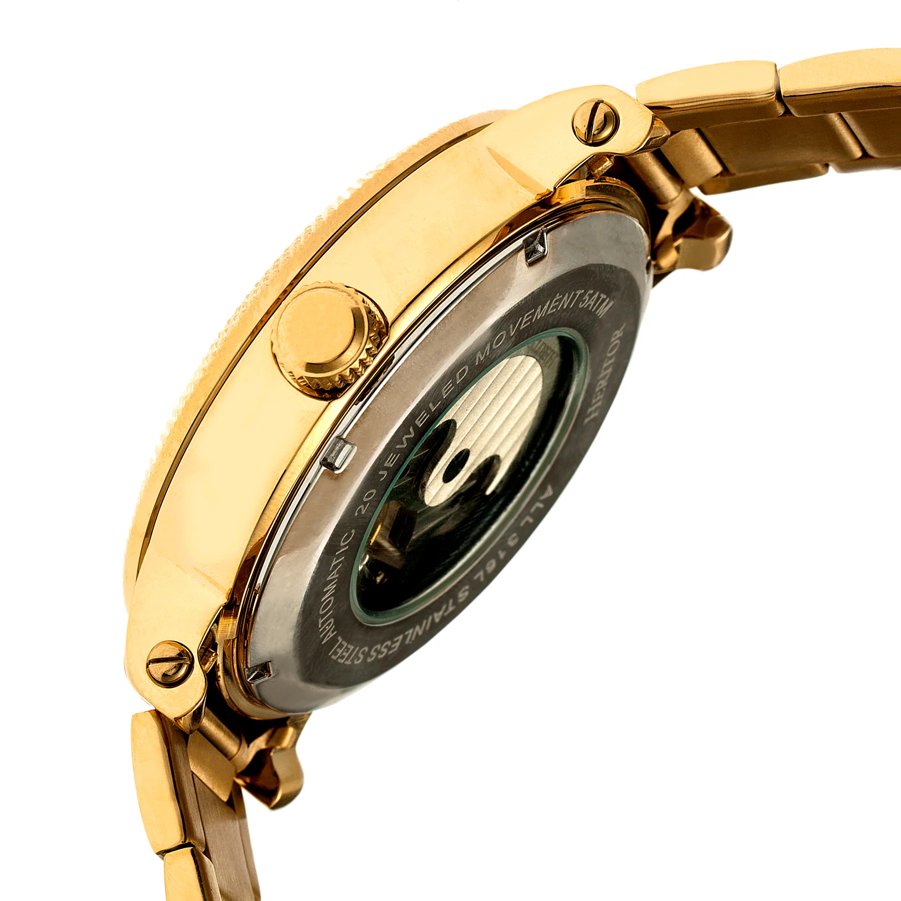 Automatic Aries Skeleton Bracelet Watch Gold/Silver | Silver Dial - Image 3