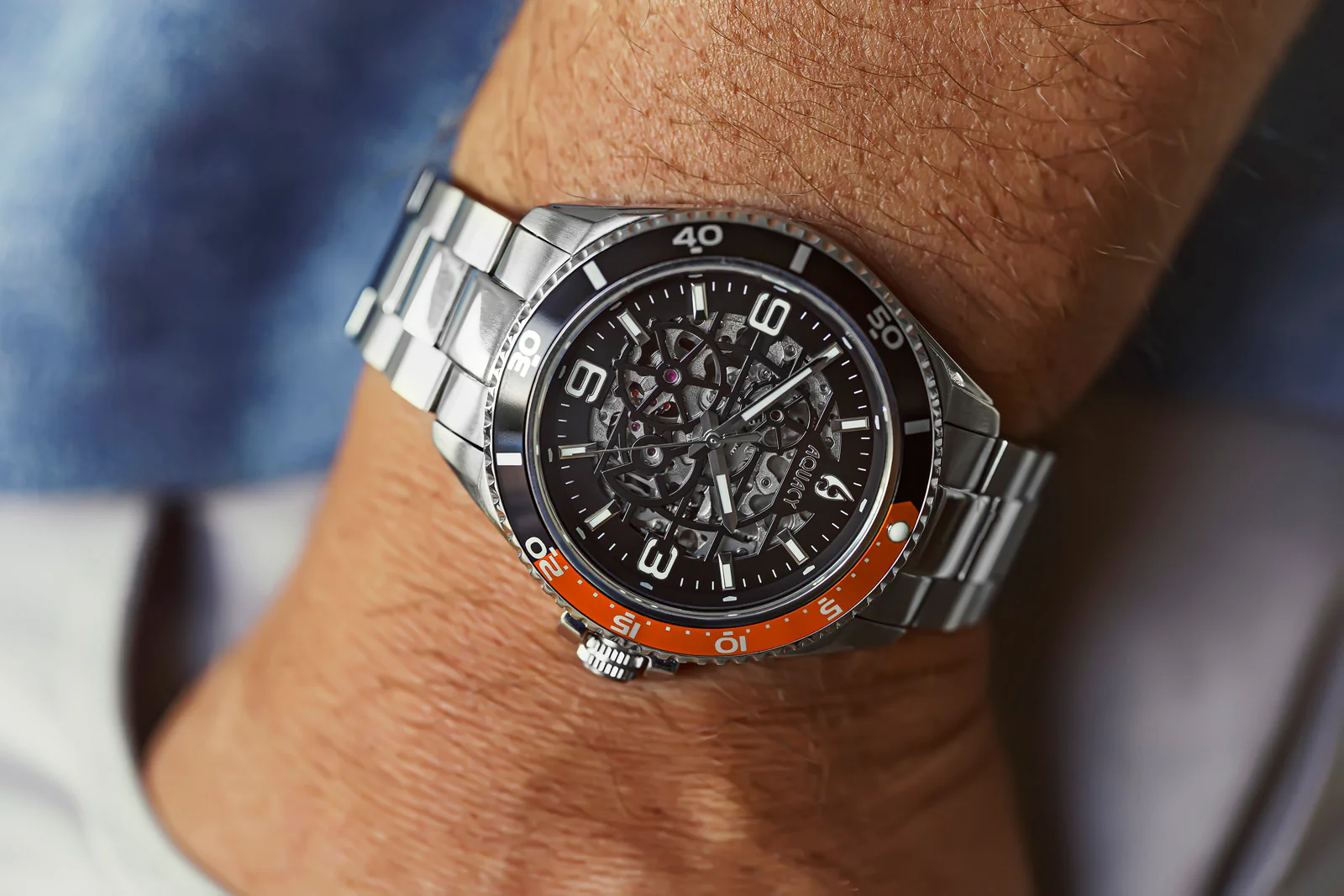 Automatic Miyota Movement Skeleton Black/Orange | Black Dial - Image 2