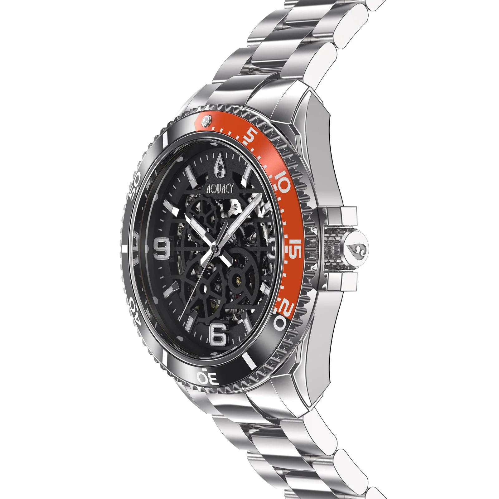 Automatic Miyota Movement Skeleton Black/Orange | Black Dial - Image 4