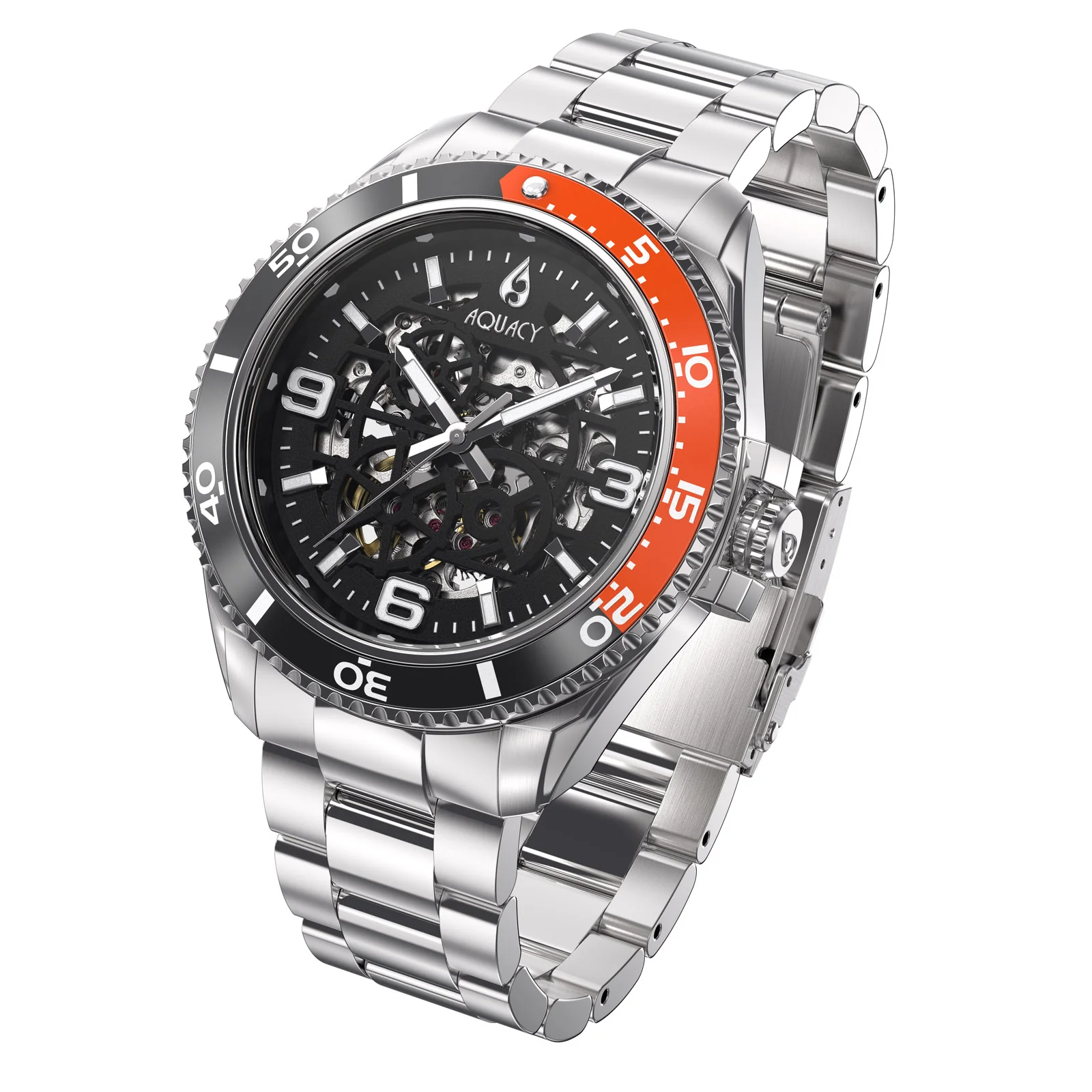 Automatic Miyota Movement Skeleton Black/Orange | Black Dial - Image 8