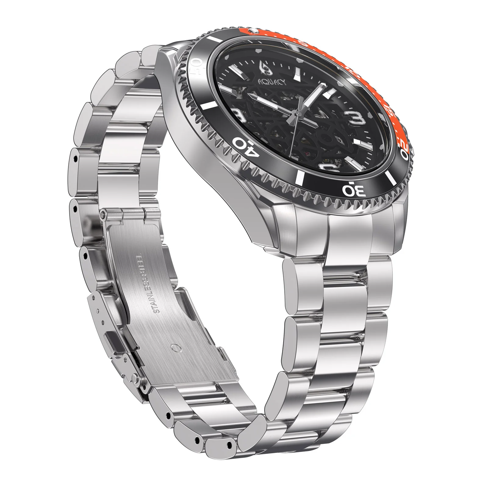 Automatic Miyota Movement Skeleton Black/Orange | Black Dial - Image 9