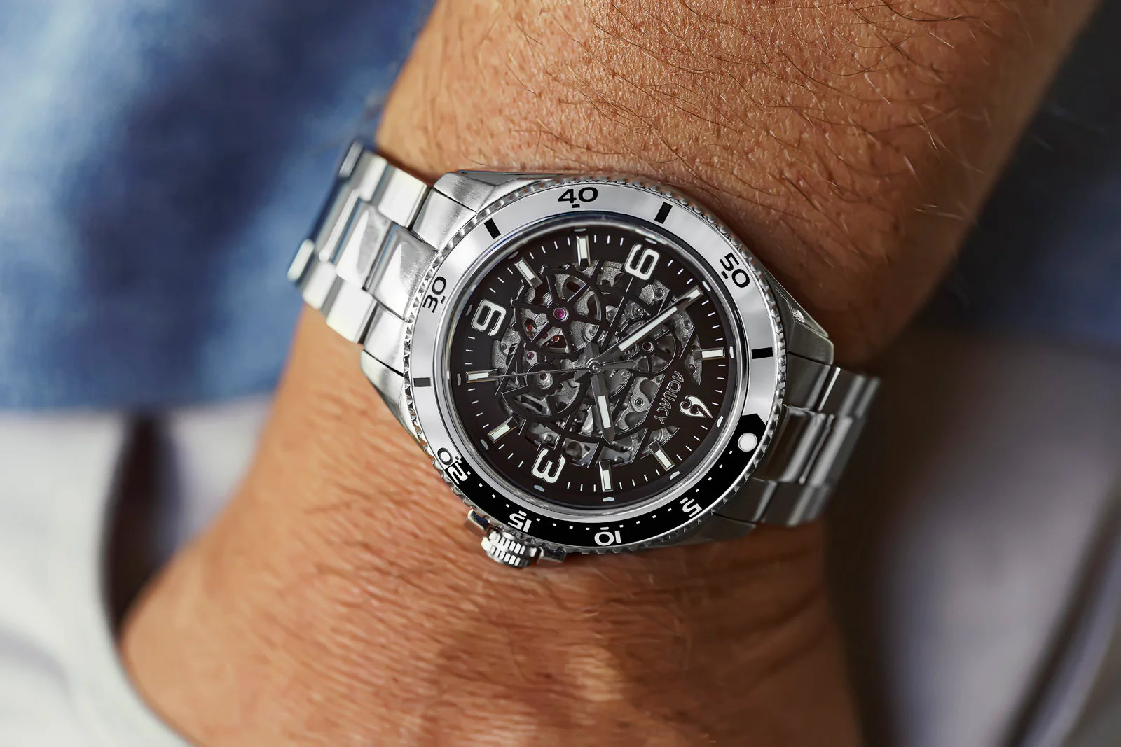 Automatic Miyota Movement Skeleton Silver/Black | Black Dial - Image 2