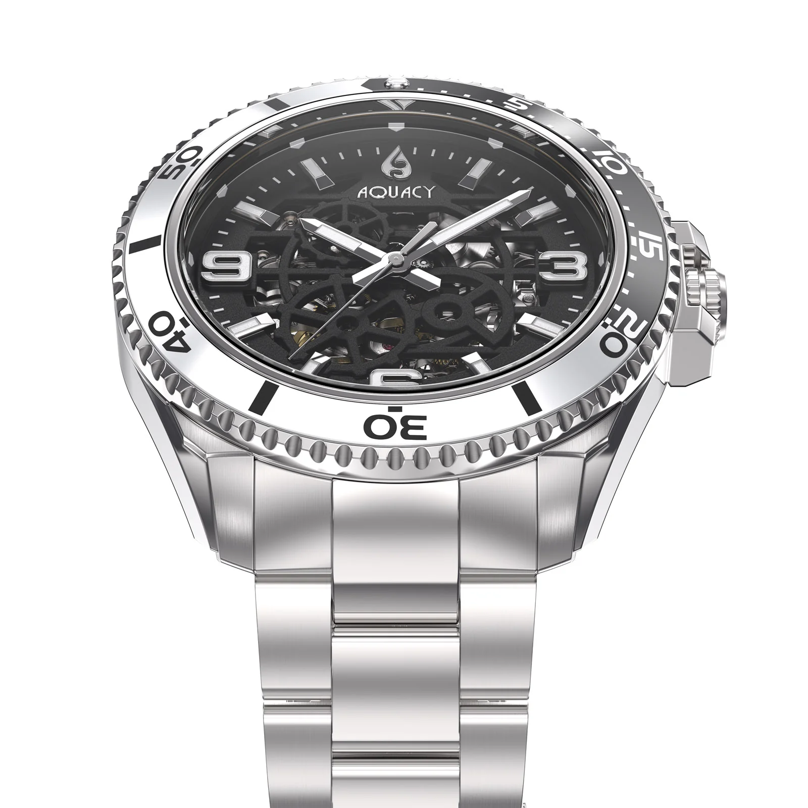 Automatic Miyota Movement Skeleton Silver/Black | Black Dial - Image 3