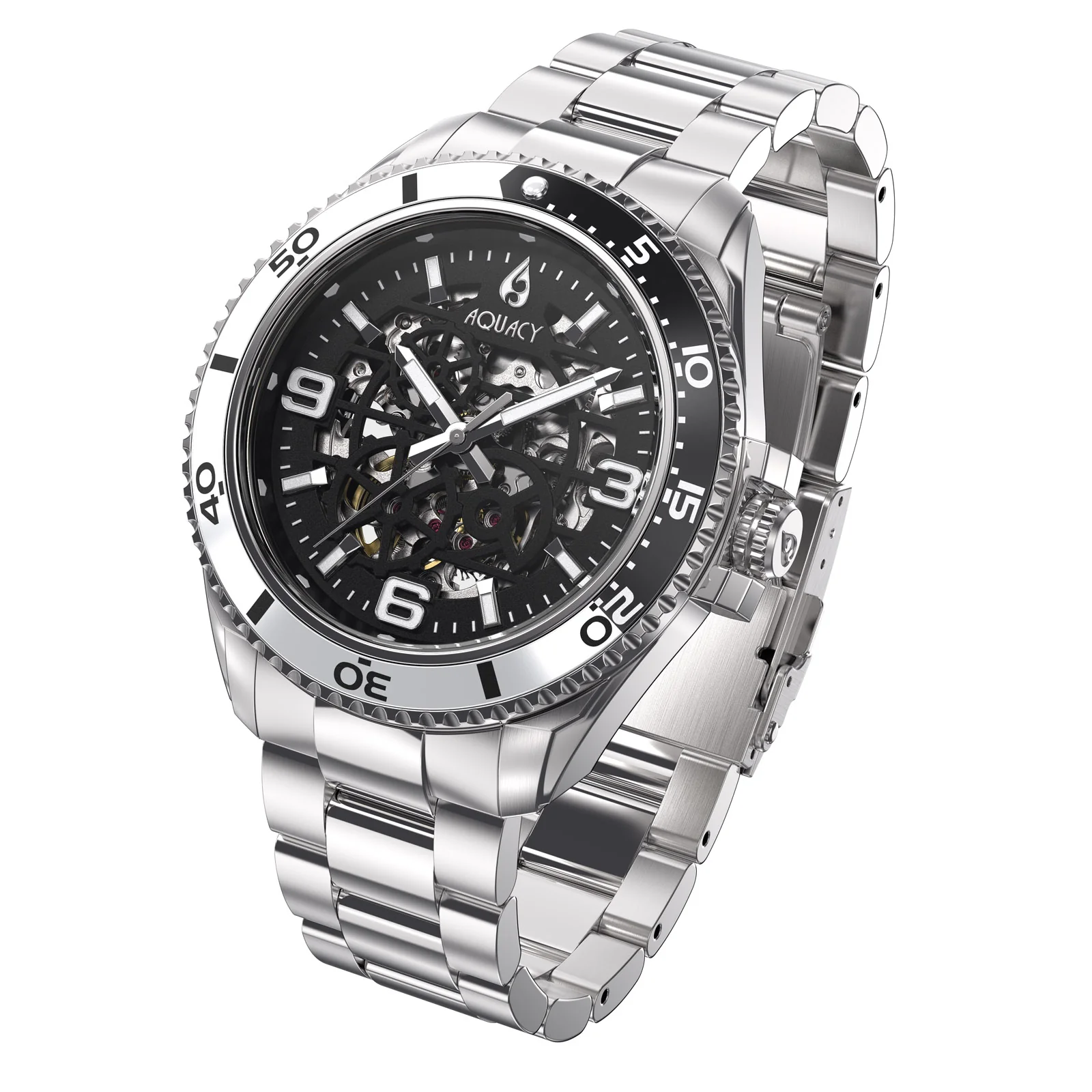 Automatic Miyota Movement Skeleton Silver/Black | Black Dial - Image 4