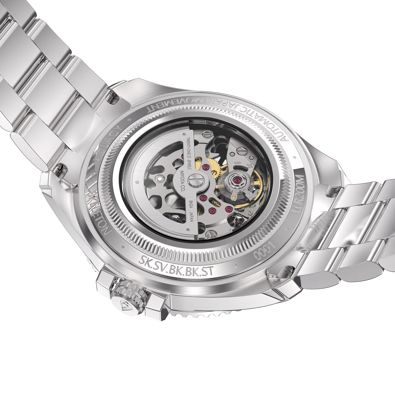 Automatic Miyota Movement Skeleton Silver/Black | Black Dial - Image 5