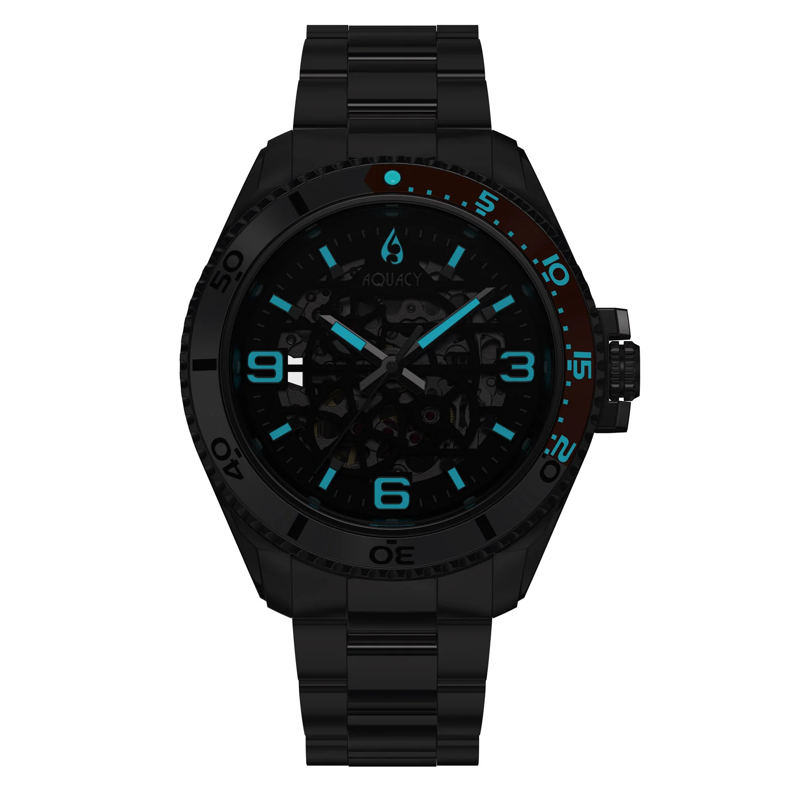 Automatic Miyota Movement Skeleton Silver/Orange | Black Dial - Image 7