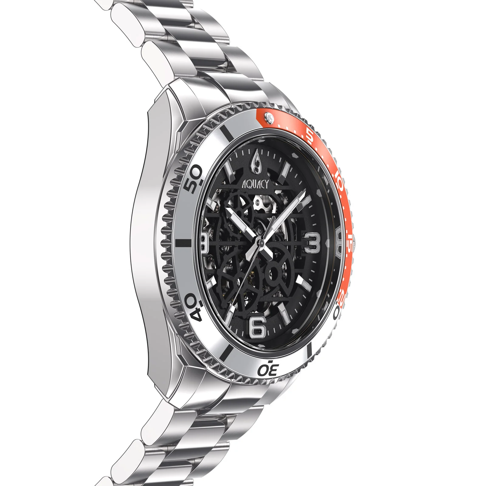 Automatic Miyota Movement Skeleton Silver/Orange | Black Dial - Image 8