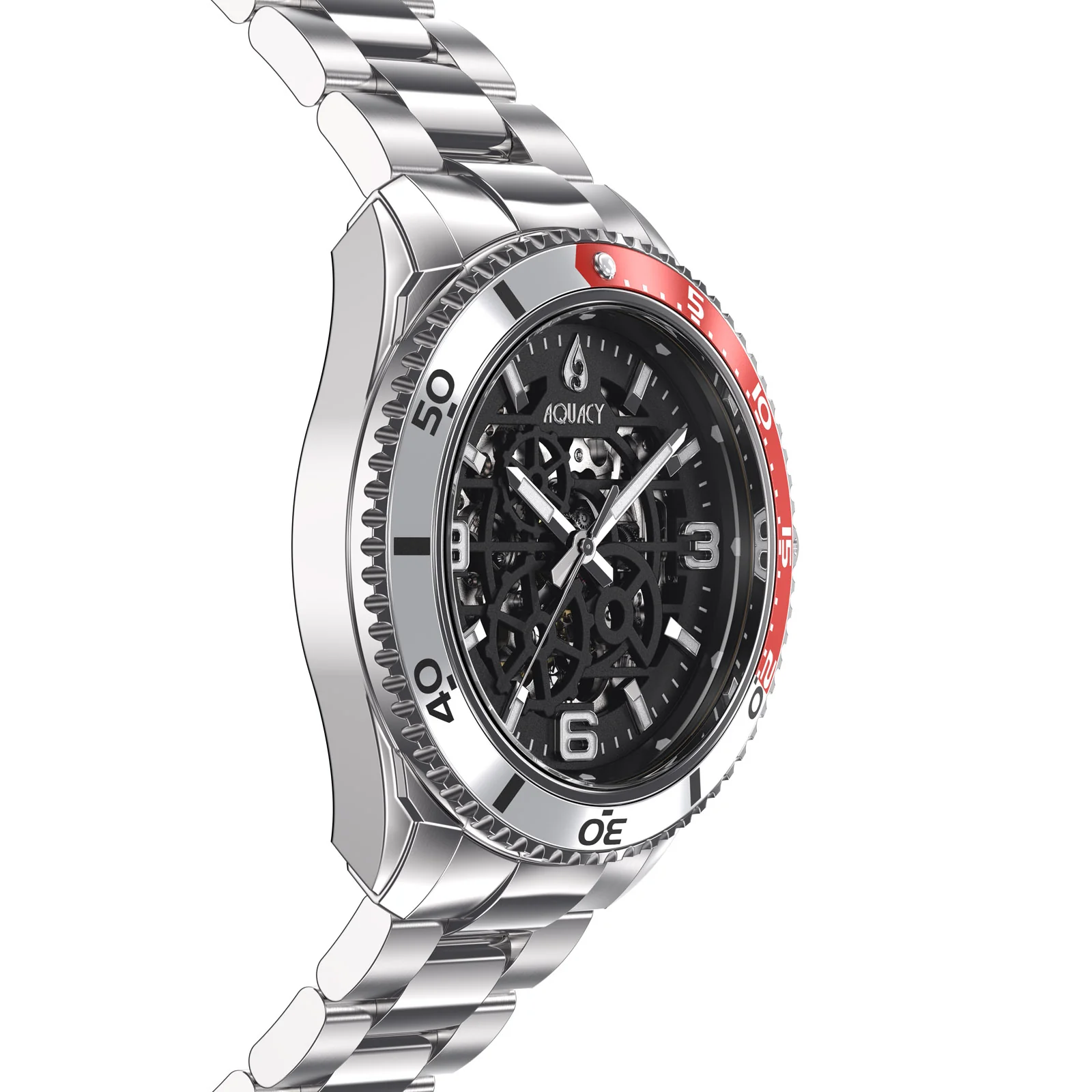 Automatic Miyota Movement Skeleton Silver/Red | Black Dial - Image 10