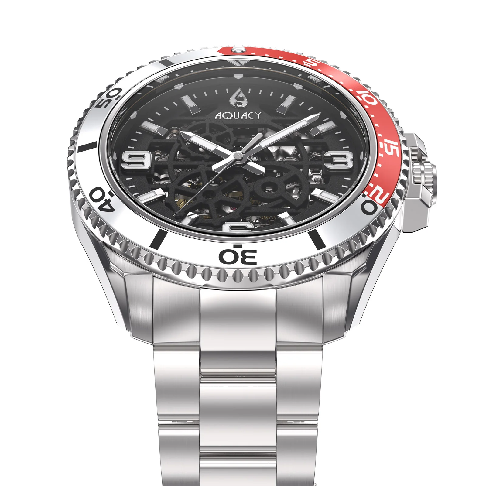 Automatic Miyota Movement Skeleton Silver/Red | Black Dial - Image 3