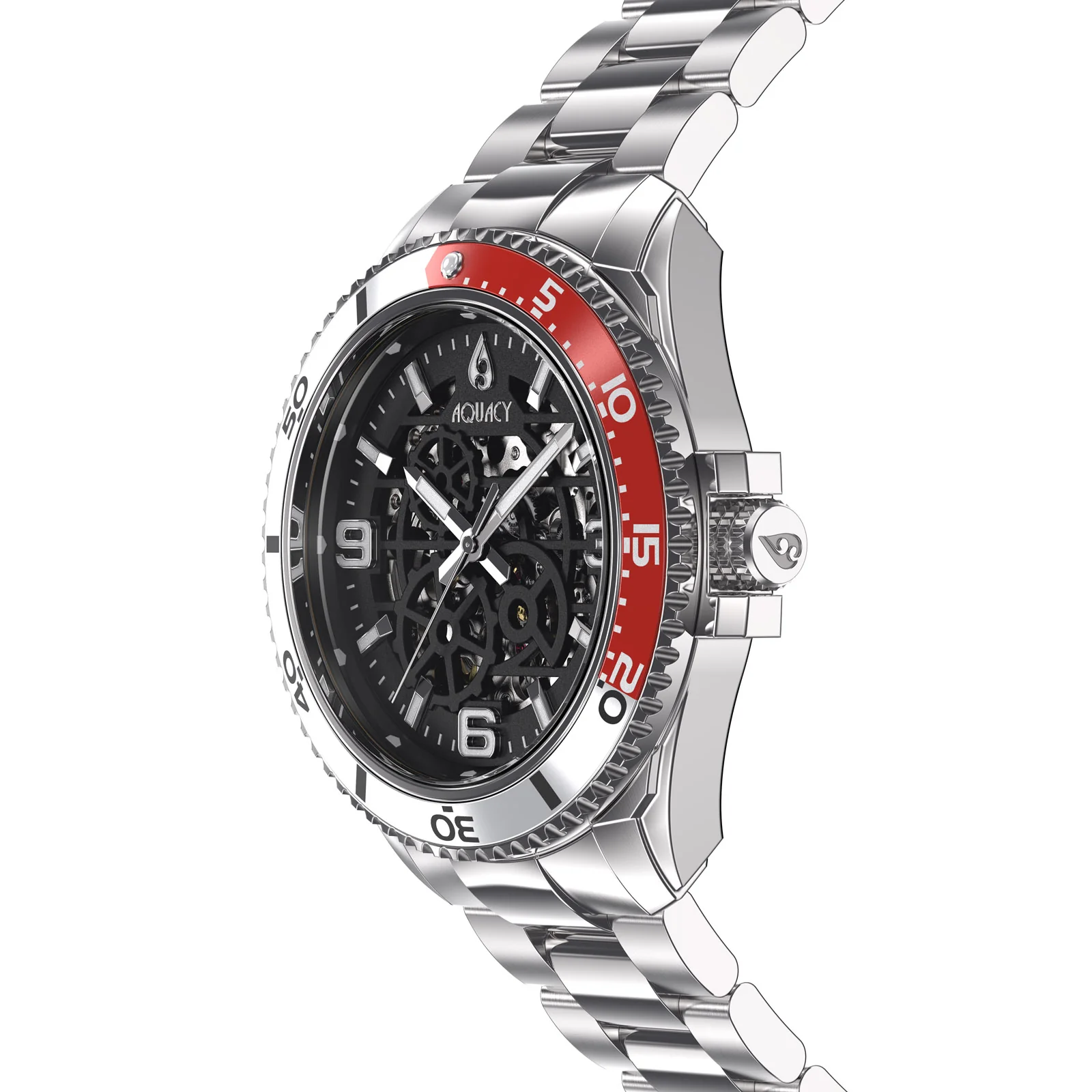 Automatic Miyota Movement Skeleton Silver/Red | Black Dial - Image 4