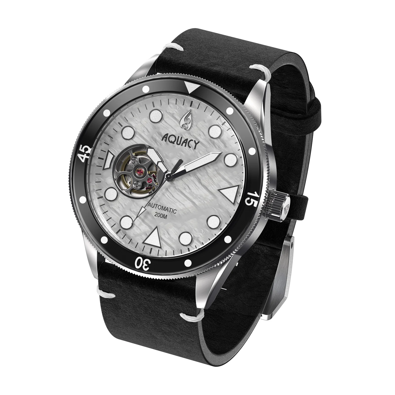 Automatic Seiko NH38 Cave Diver White Mother of Pearl Dial | Mother of Pearl Dial - Image 4