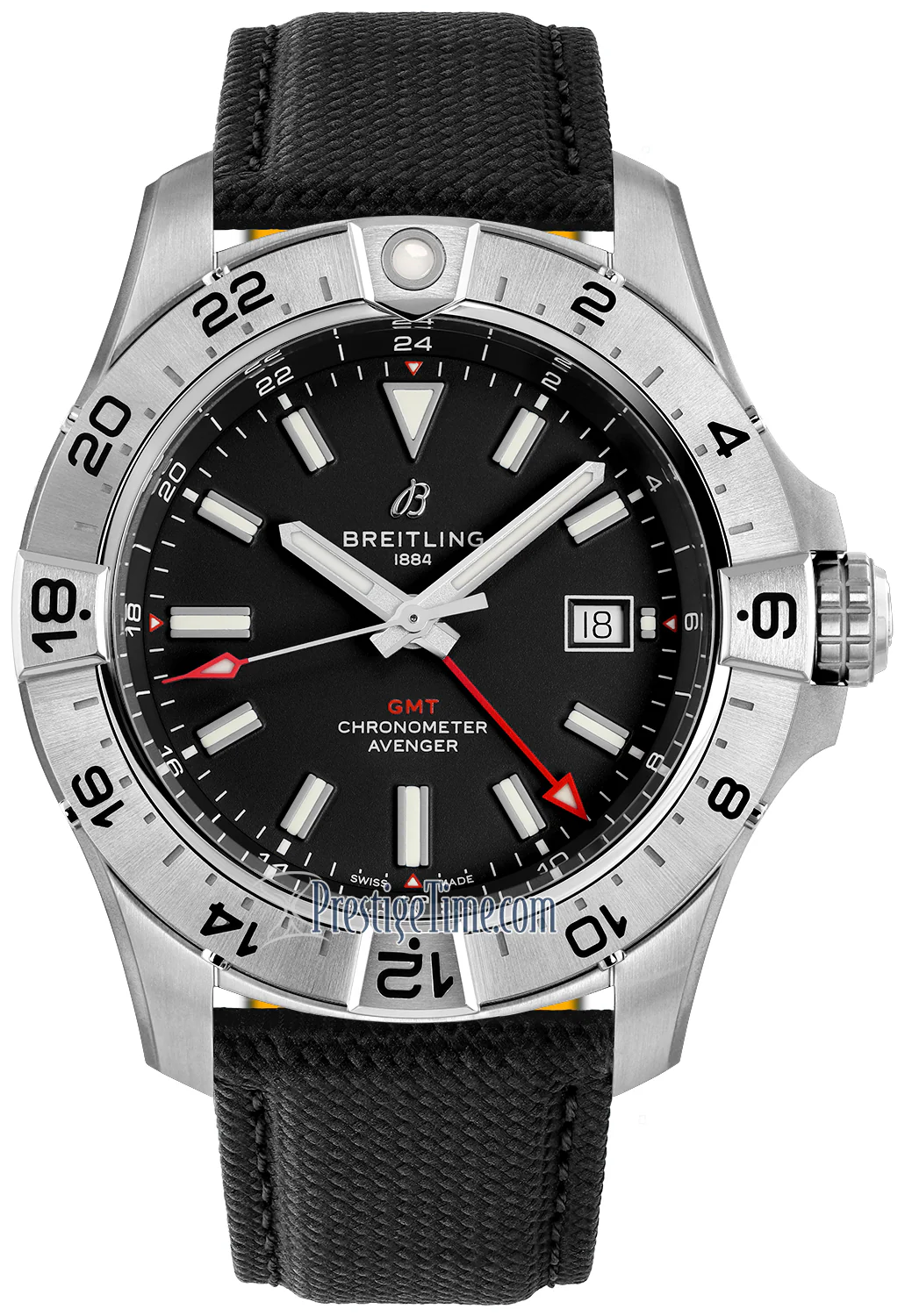 Avenger Automatic GMT 44 Black / Leather | Black Dial Dial