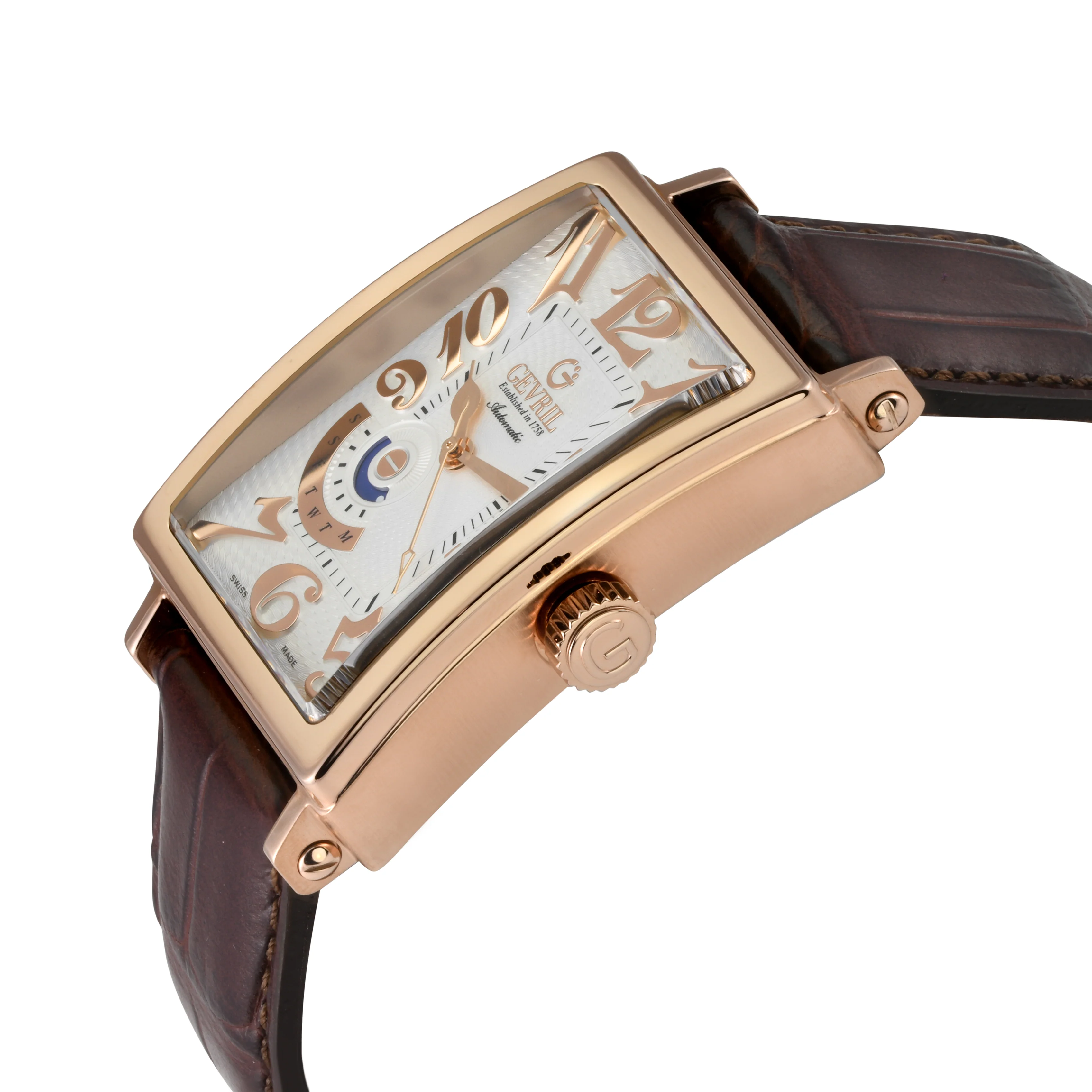 Avenue of Americas Gevril Men's Avenue of America's IPRG Case, Silver Dial, Genuine Italian Handmade Leather Strap | White Dial - Image 2