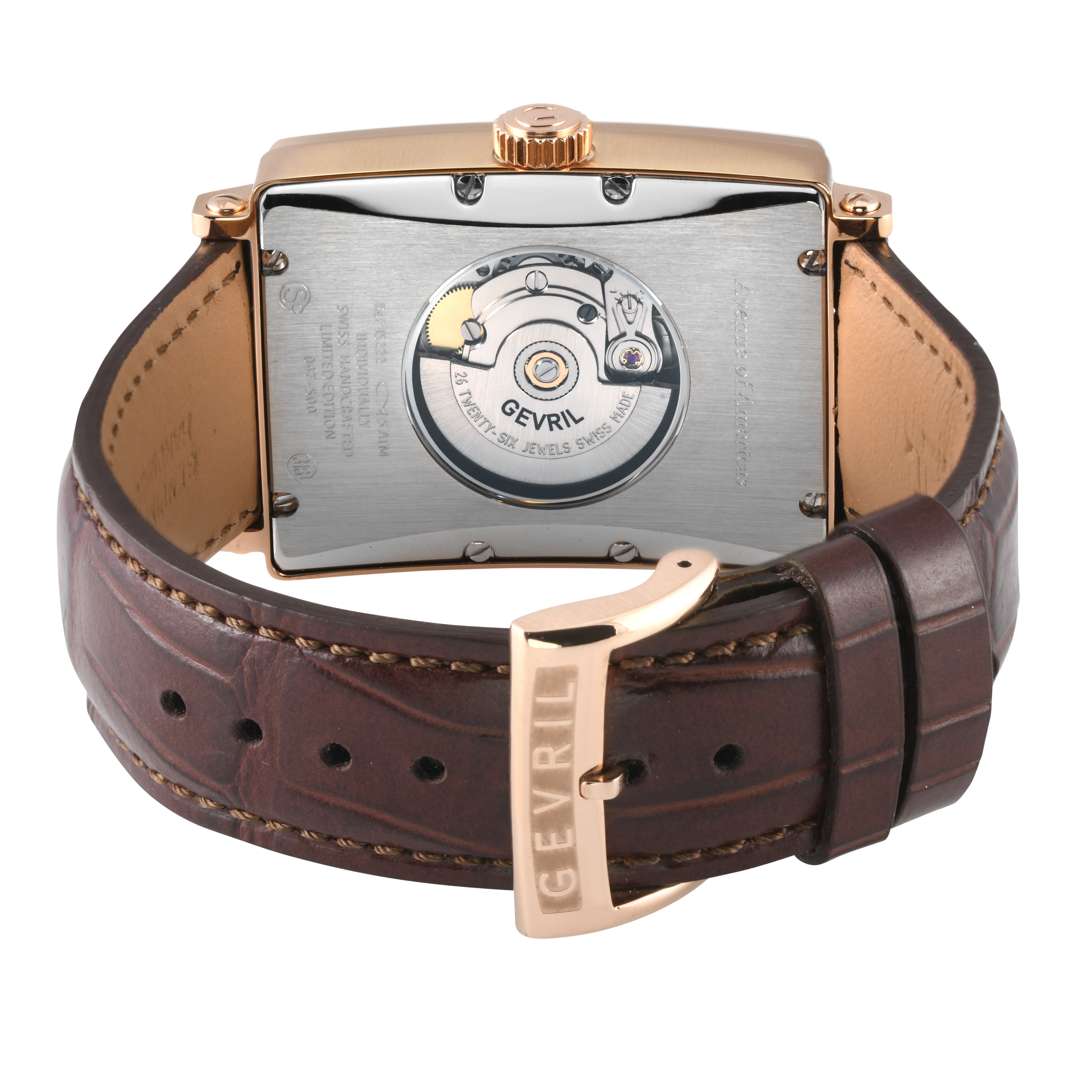 Avenue of Americas Gevril Men's Avenue of America's IPRG Case, Silver Dial, Genuine Italian Handmade Leather Strap | White Dial - Image 3