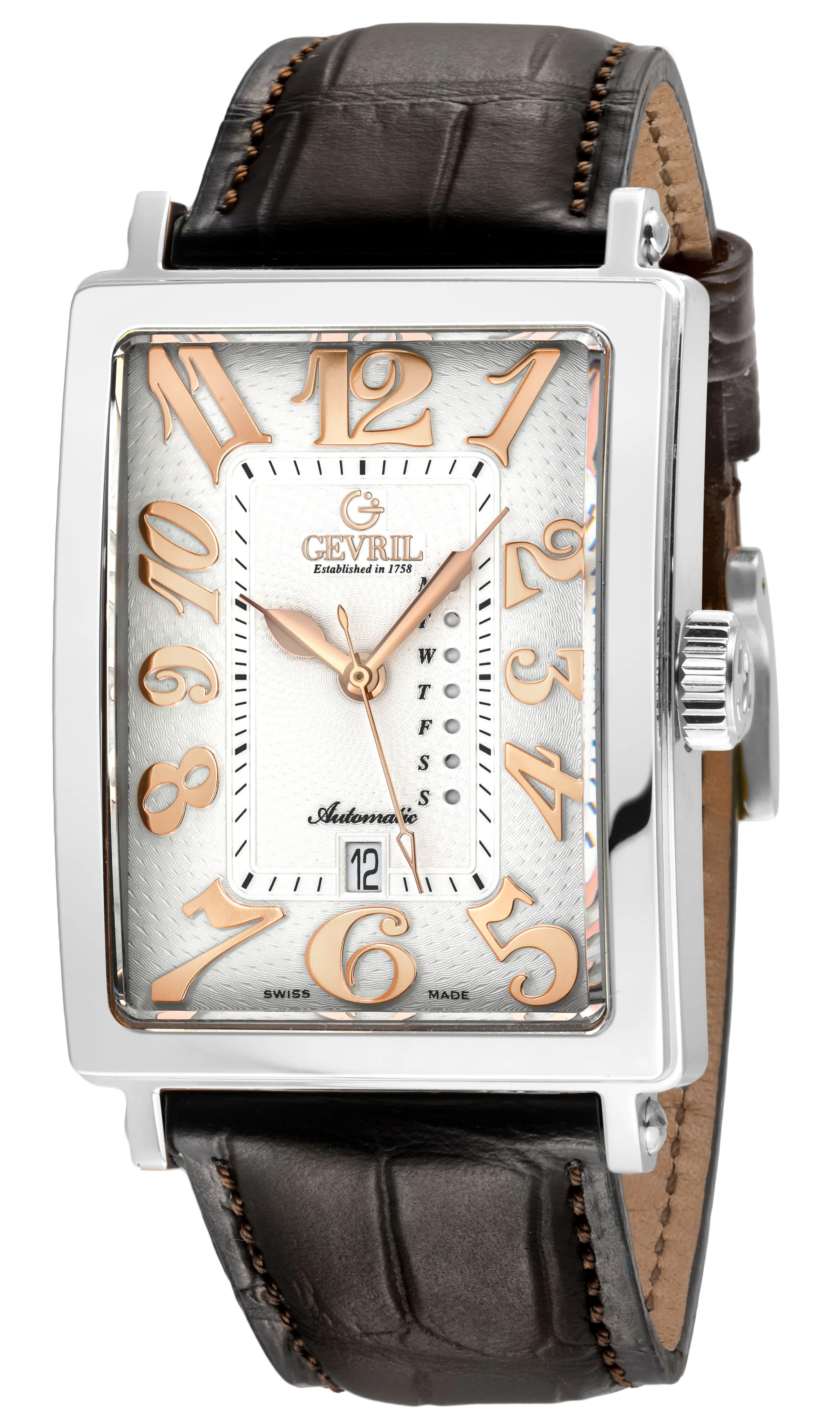 Avenue of Americas Gevril Men's Avenue of America's Modified Custom Sellita SW220-1, Swiss Automatic, IPRG Case, Silver/Gold Dial, Day-Date | White Dial