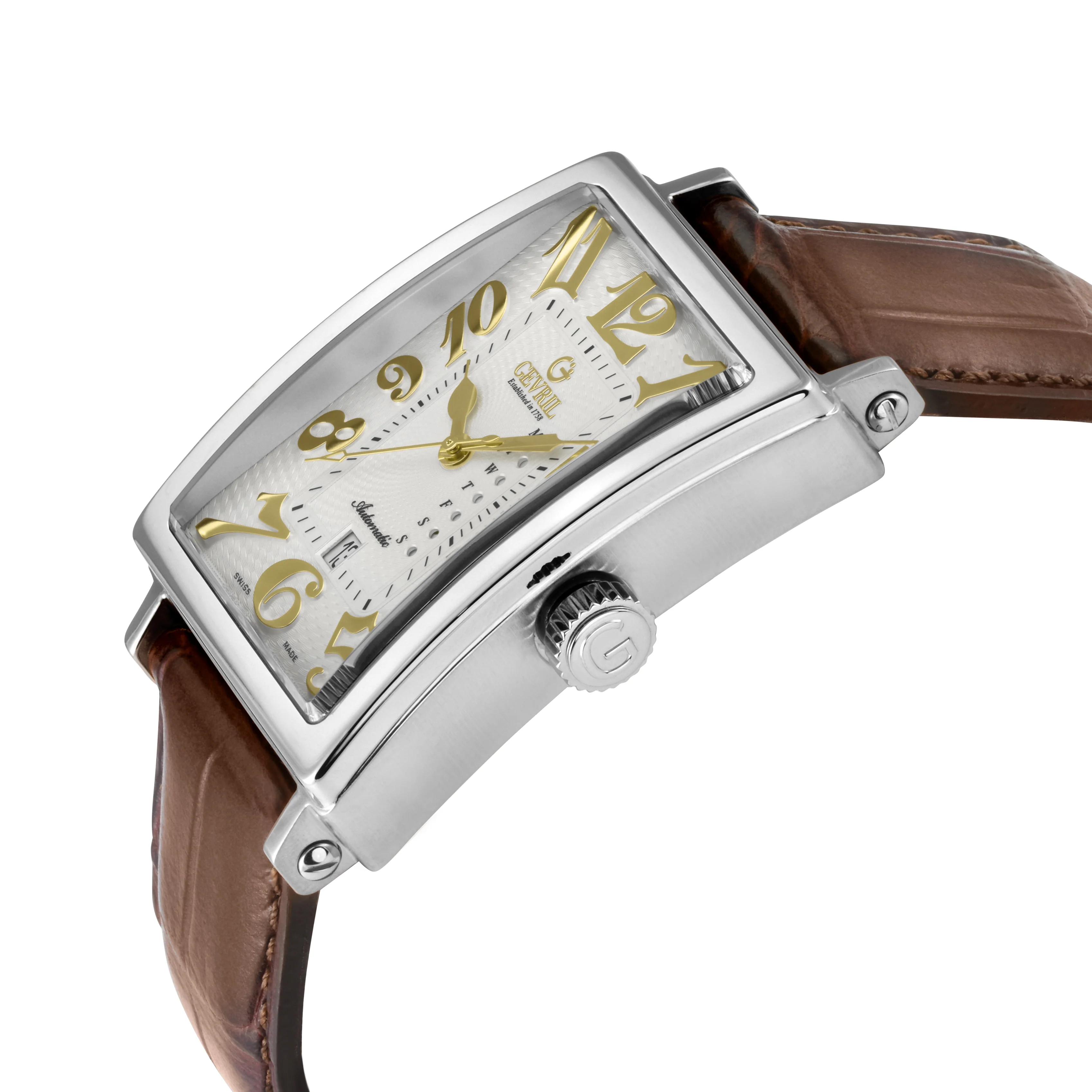 Avenue of Americas Gevril Men's Avenue of America's Modified Custom Sellita SW220-1, Swiss Automatic, SS Case, Silver/Gold Dial, Day-Date | White Dial - Image 2
