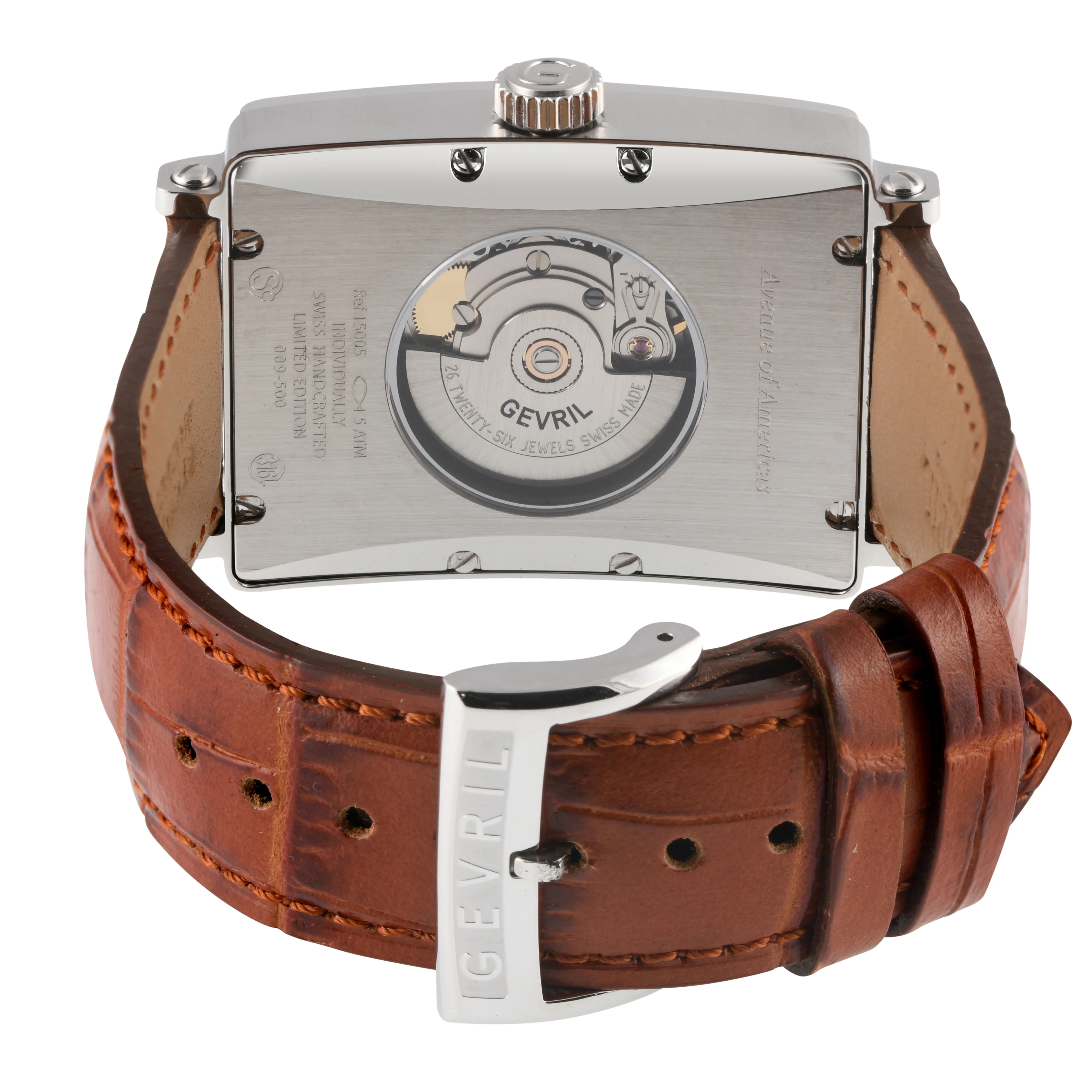Avenue of Americas Swiss made Automatic Sellita SW200 rectangle White Light Brown | White Dial - Image 2