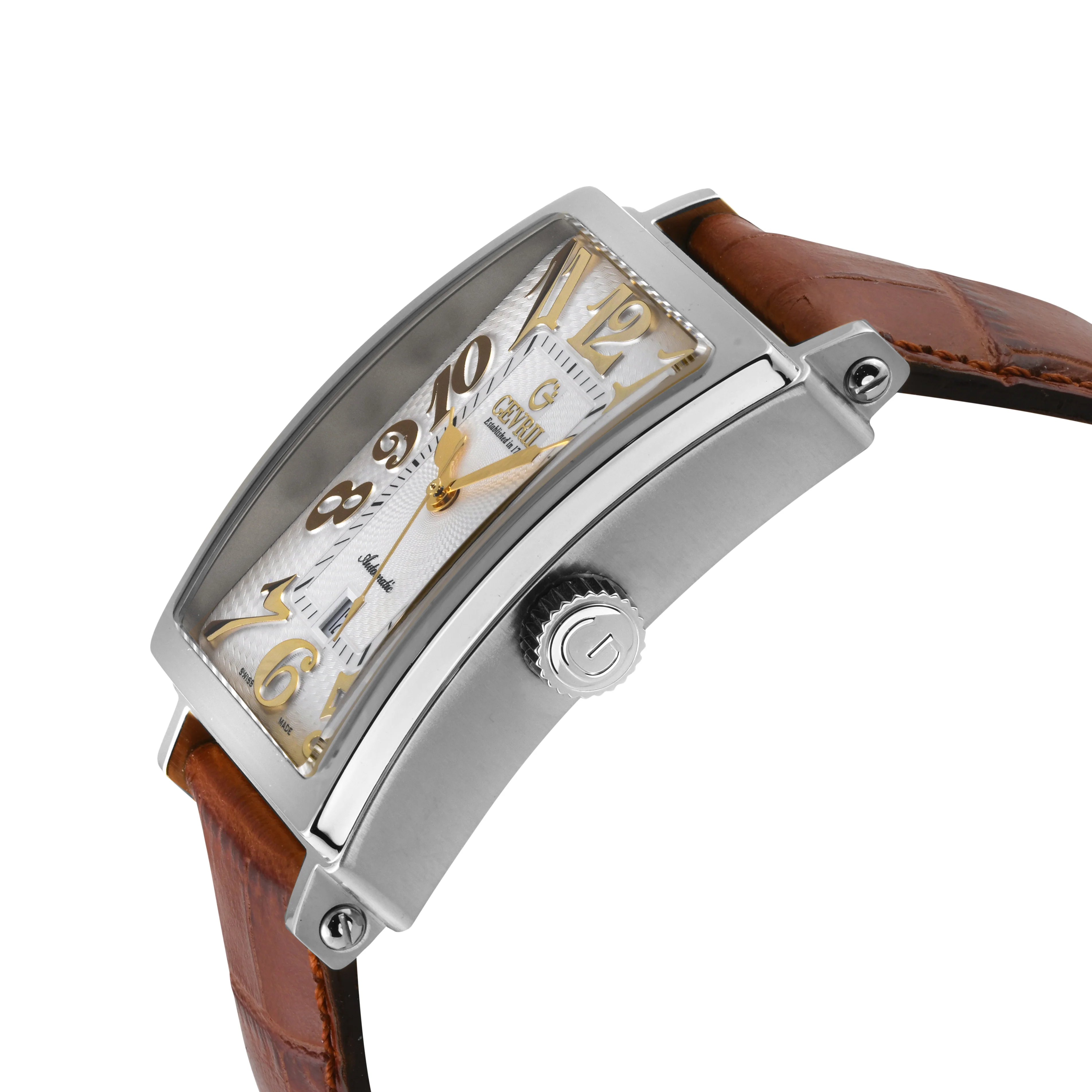 Avenue of Americas Swiss made Automatic Sellita SW200 rectangle White Light Brown | White Dial - Image 3