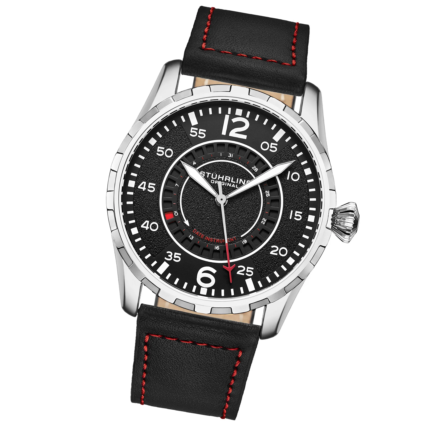 Aviator 4002 Silver case/Leather strap/ Brass Dial | Black Dial - Image 2