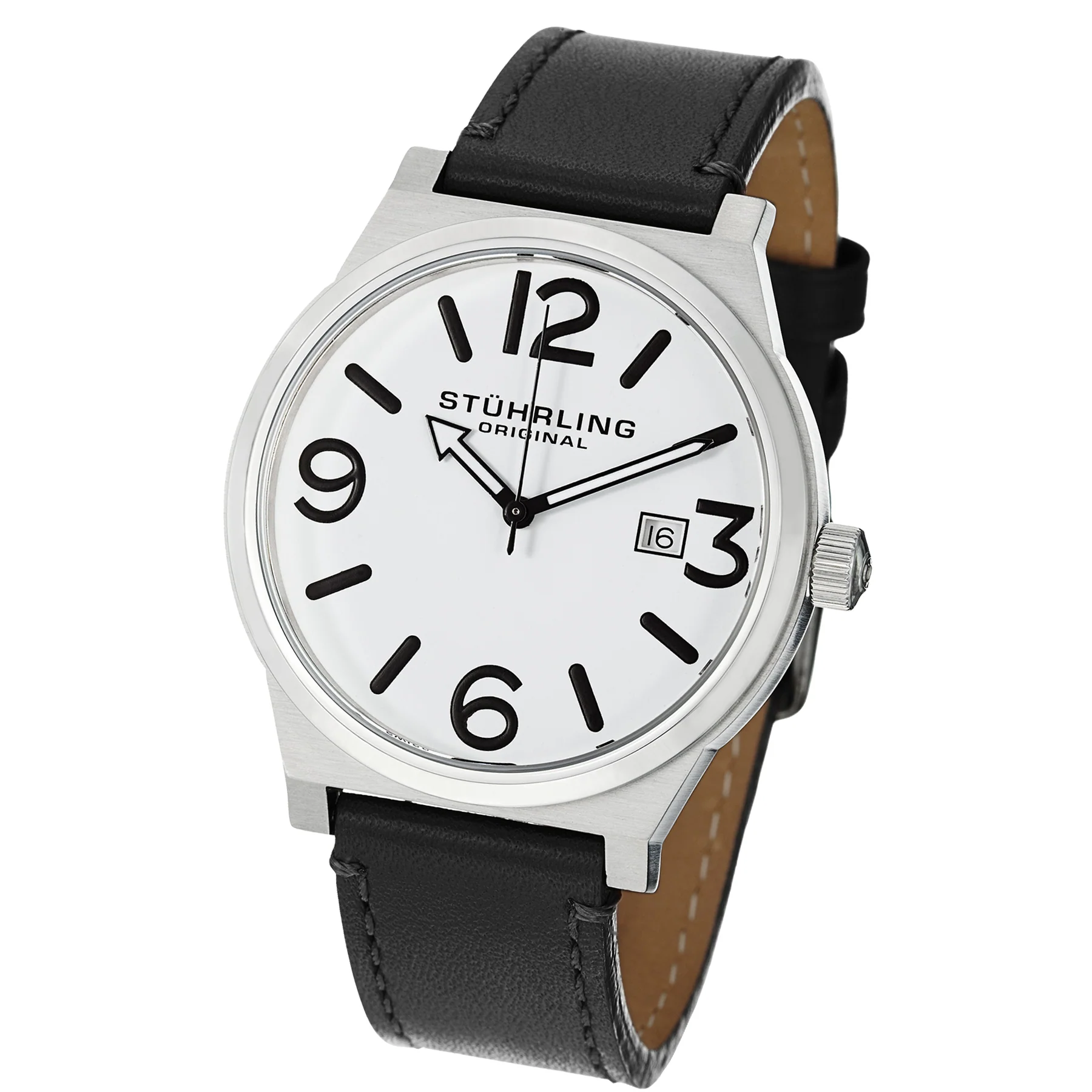 Aviator Black/Leather/White Dial/Silver Case | White Dial - Image 2