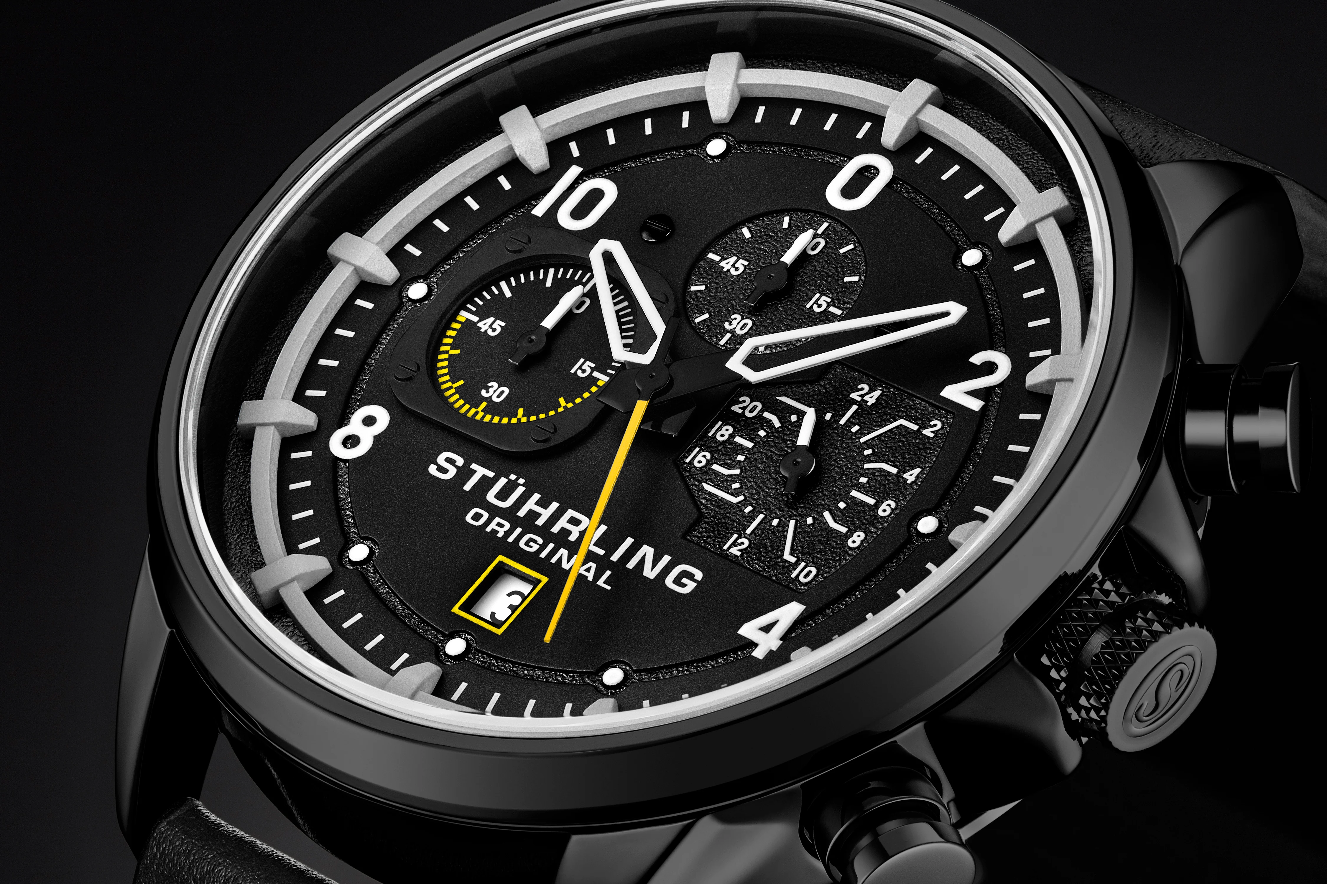 Aviator 929 Black/Leather | Black Dial - Image 3
