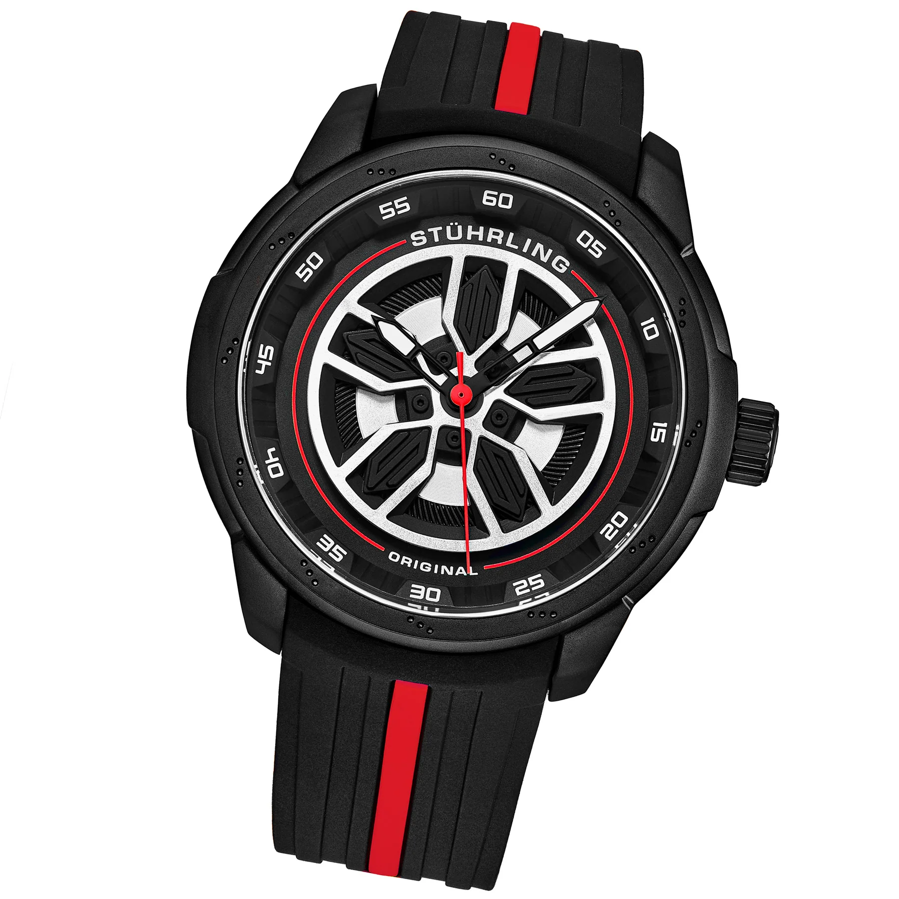 Aviator Black and red/Rubber/Black/Silver Dial/Black Case | Black Dial - Image 2