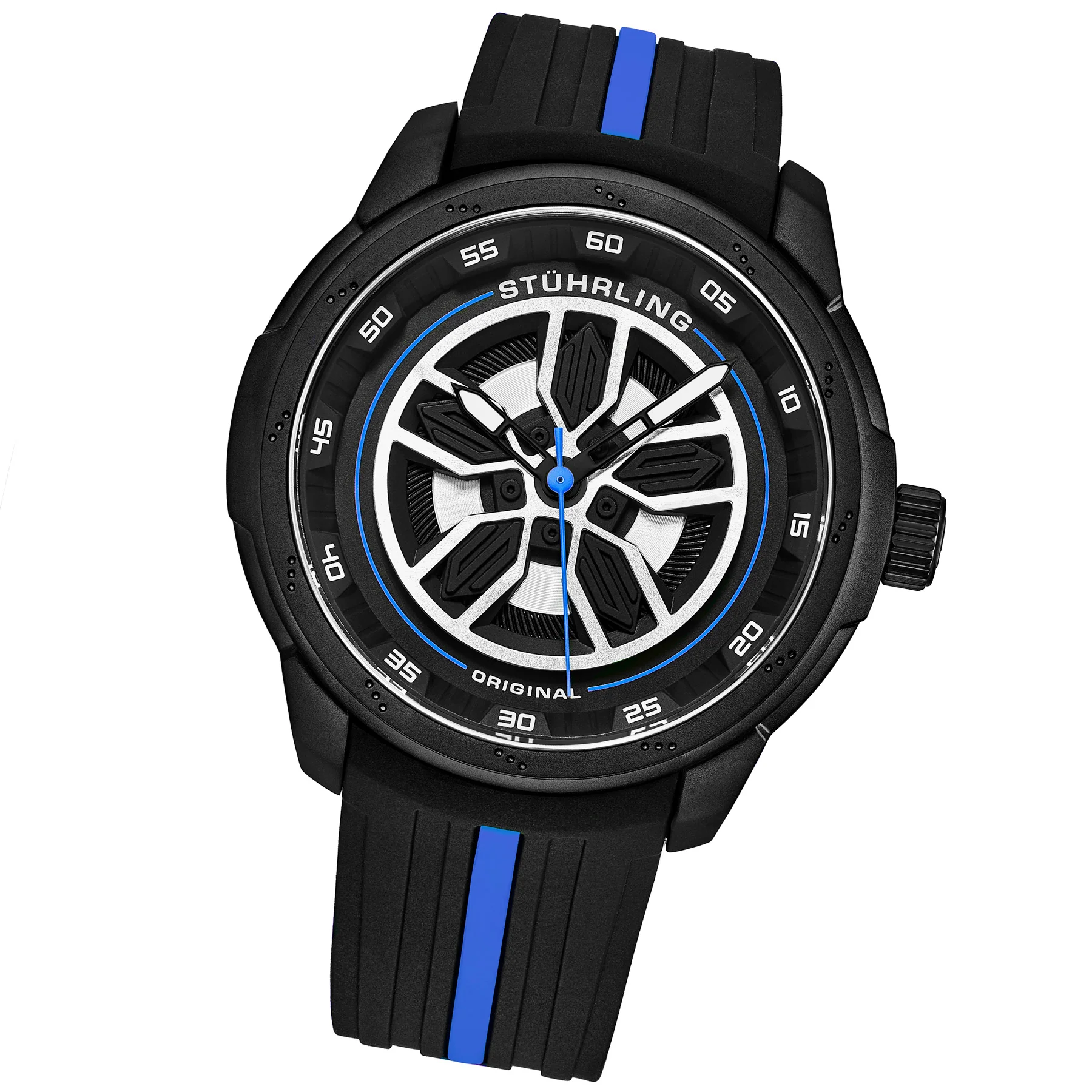 Aviator Black and blue/Rubber/Black/Silver Dial/Black Case | Black Dial - Image 2