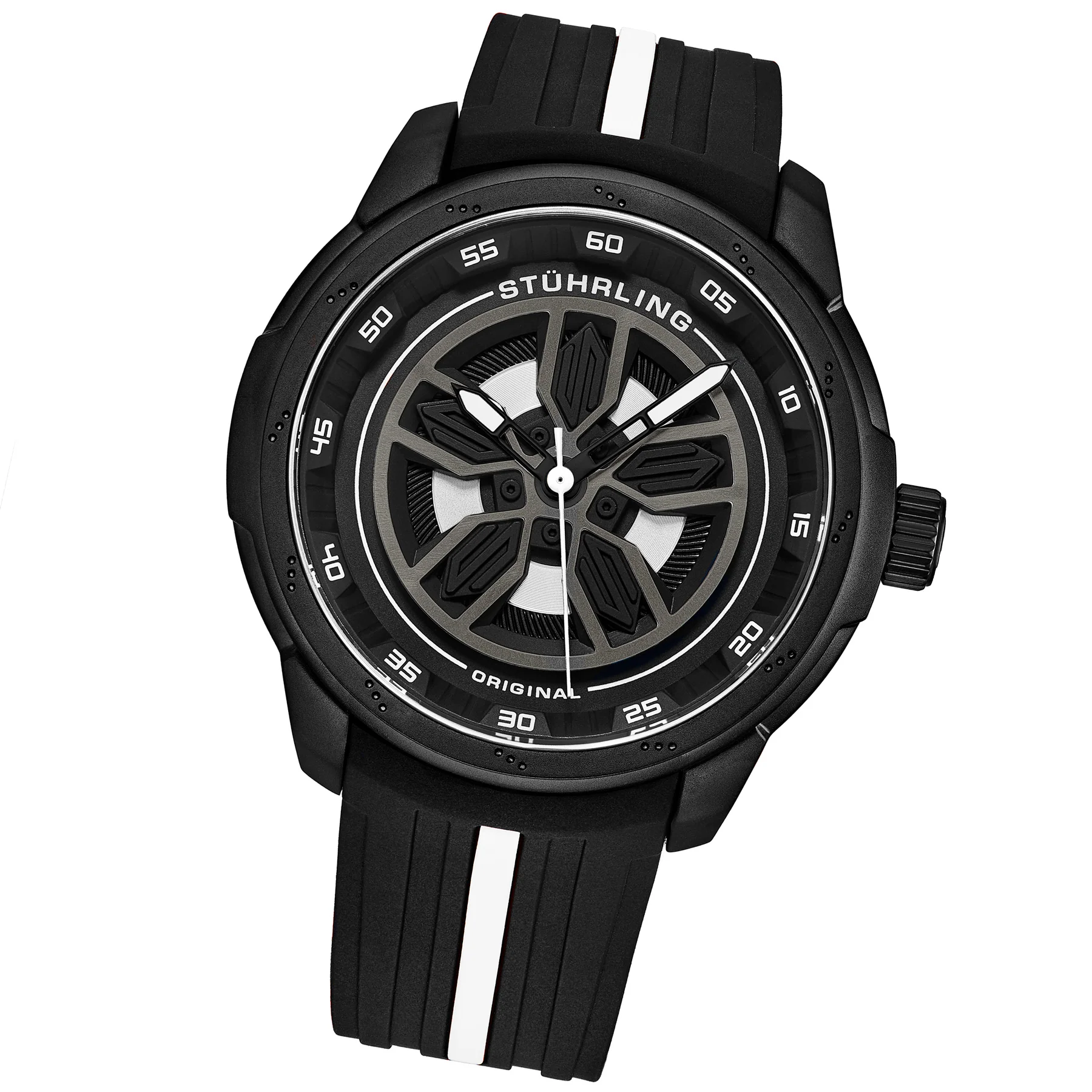 Aviator Black and white/Rubber/Black/Silver Dial/Black Case | Black Dial - Image 2