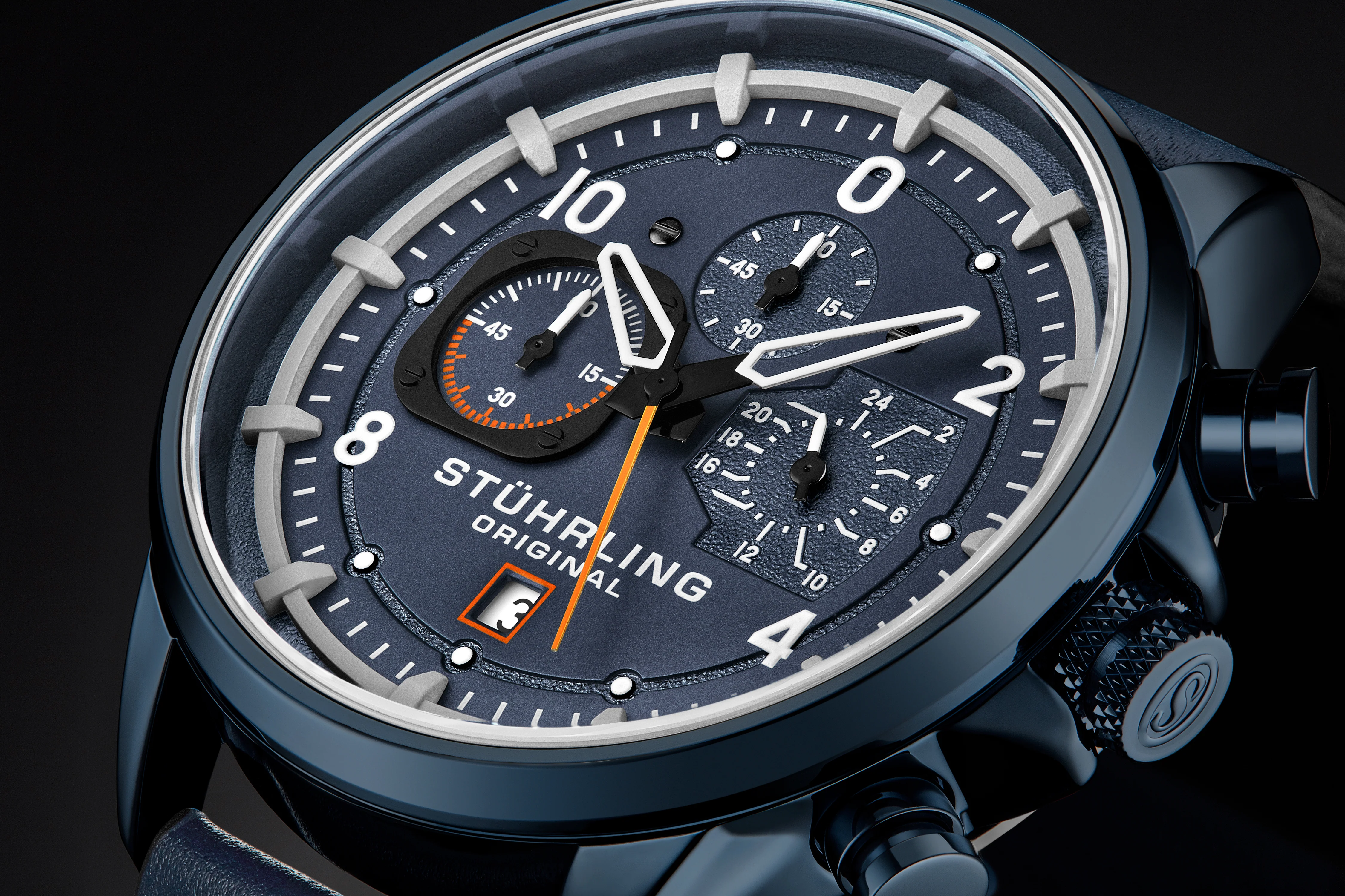 Aviator Watch Blue/Leather | Blue Dial - Image 3