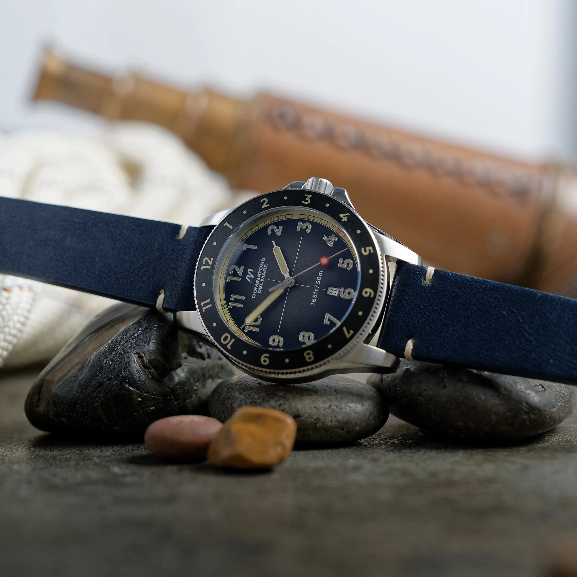 Bandiera Japan Quartz Black & Blue / Leather | Black Dial - Image 3