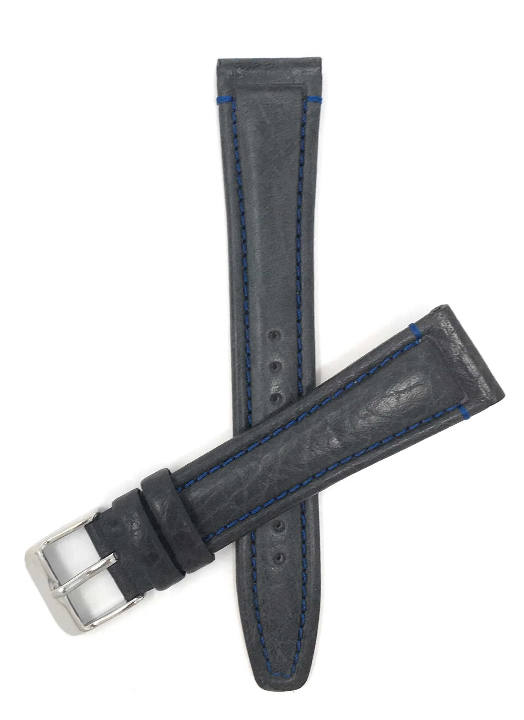 Bandini 18mm Blue Leather Watch Band Classic - Padded 18mm / Blue / Silver Buckle | Dial