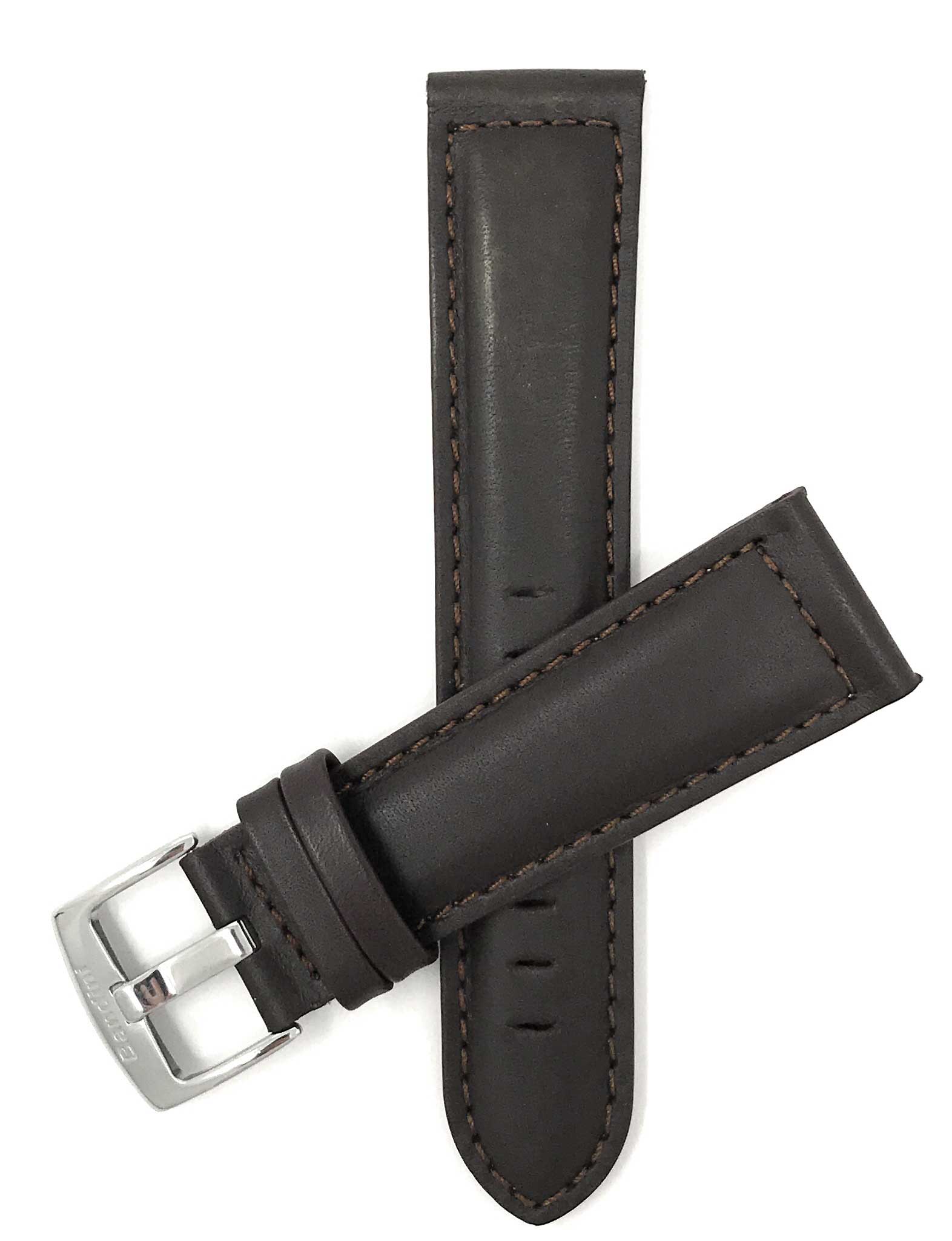 Bandini 18mm Extra long - Brown Leather Watch Band - Classic - Padded 18mm Extra long / Brown / Silver Buckle | Dial