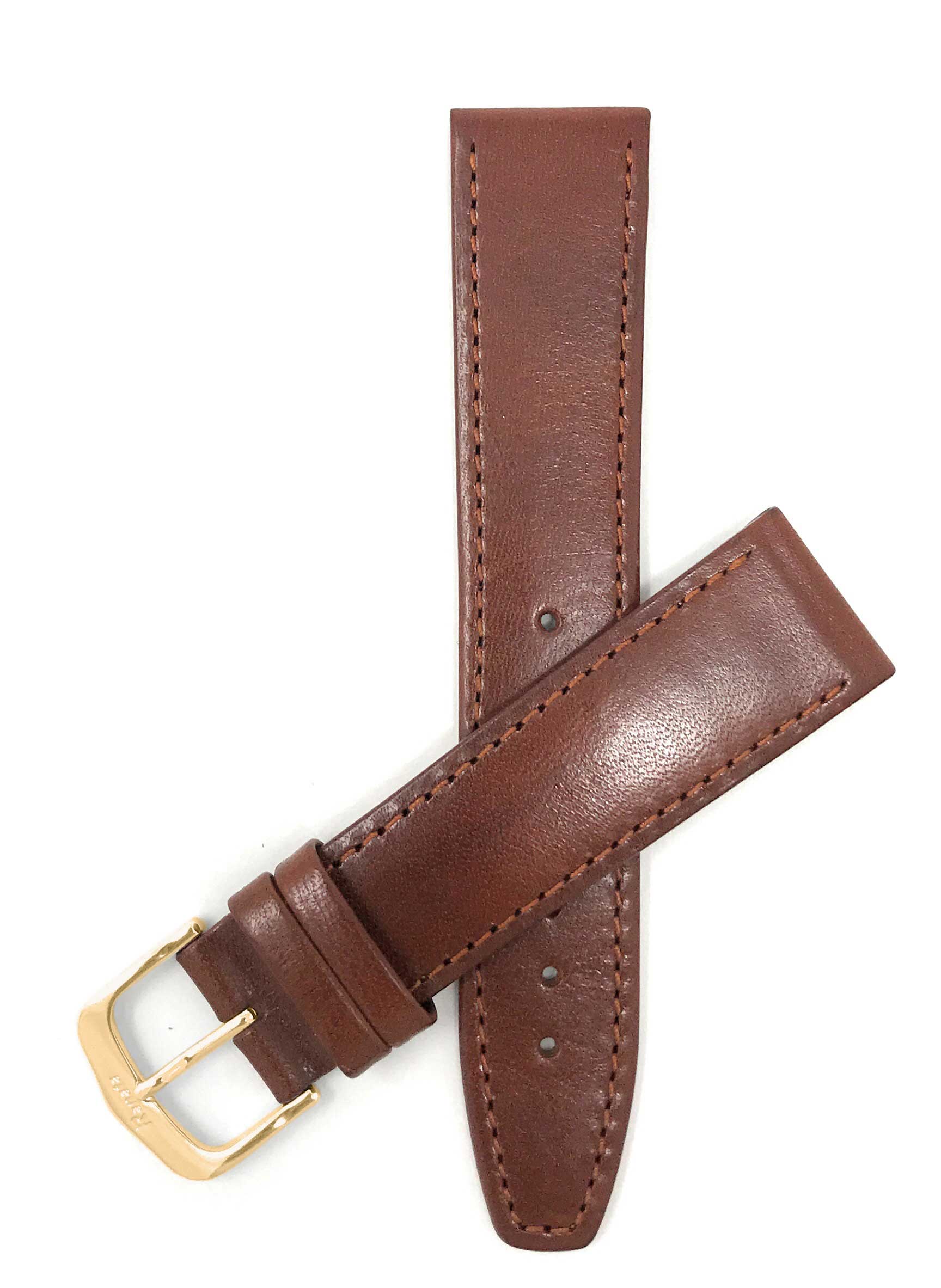 Bandini 18mm Extra long - Tan Italian Leather Watch Band - Classic - Flat 18mm Extra long / Tan / Gold Buckle | Dial