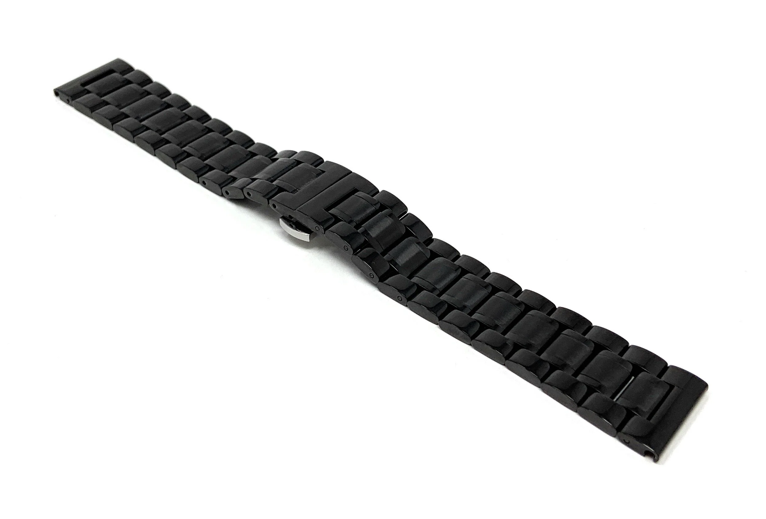 Bandini 20mm Black Stainless Steel Watch Band - Metal 20mm / Black / Silver Buckle | Dial