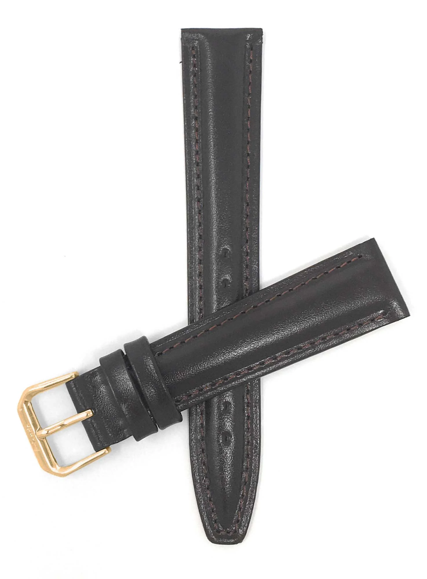Bandini 20mm Extra long - Brown Italian Leather Watch Band - Classic - Padded 20mm Extra long / Brown / Gold Buckle | Dial