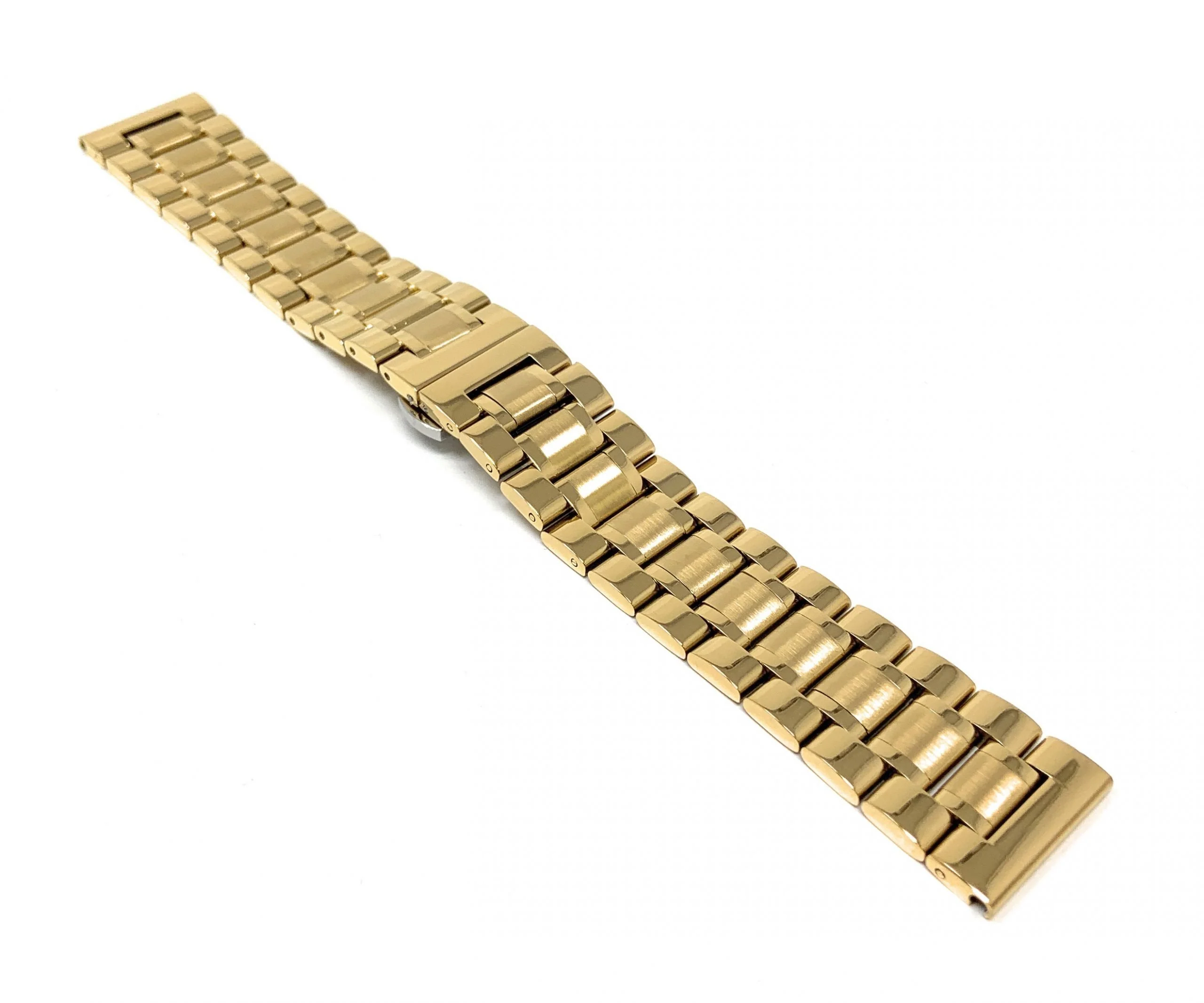 Bandini 20mm Gold Stainless Steel Watch Band - Metal 20mm / Gold / Silver Buckle | Dial