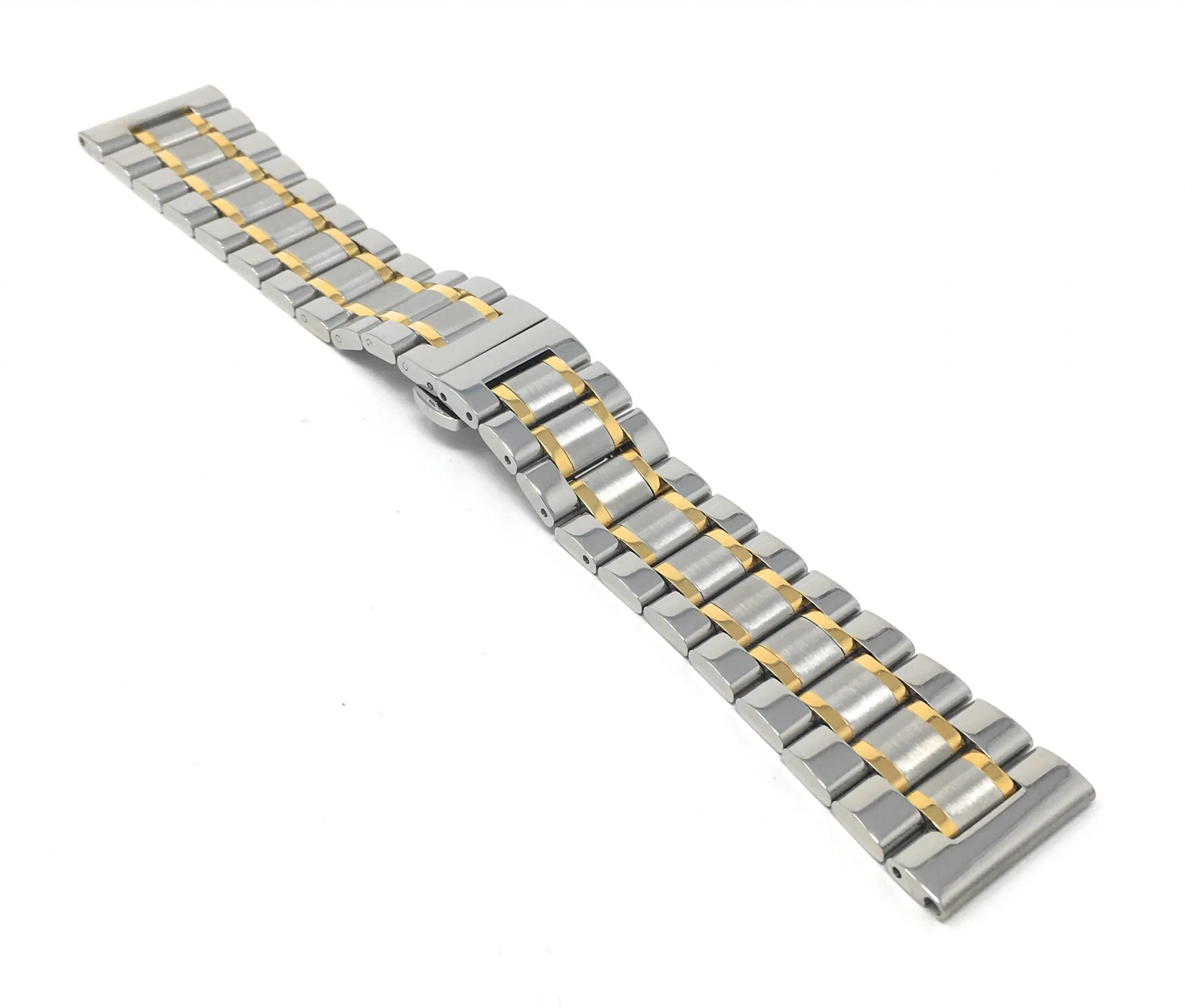 Bandini 20mm Silver / Gold Stainless Steel Watch Band - Metal 20mm / Silver / Gold / Silver Buckle | Dial